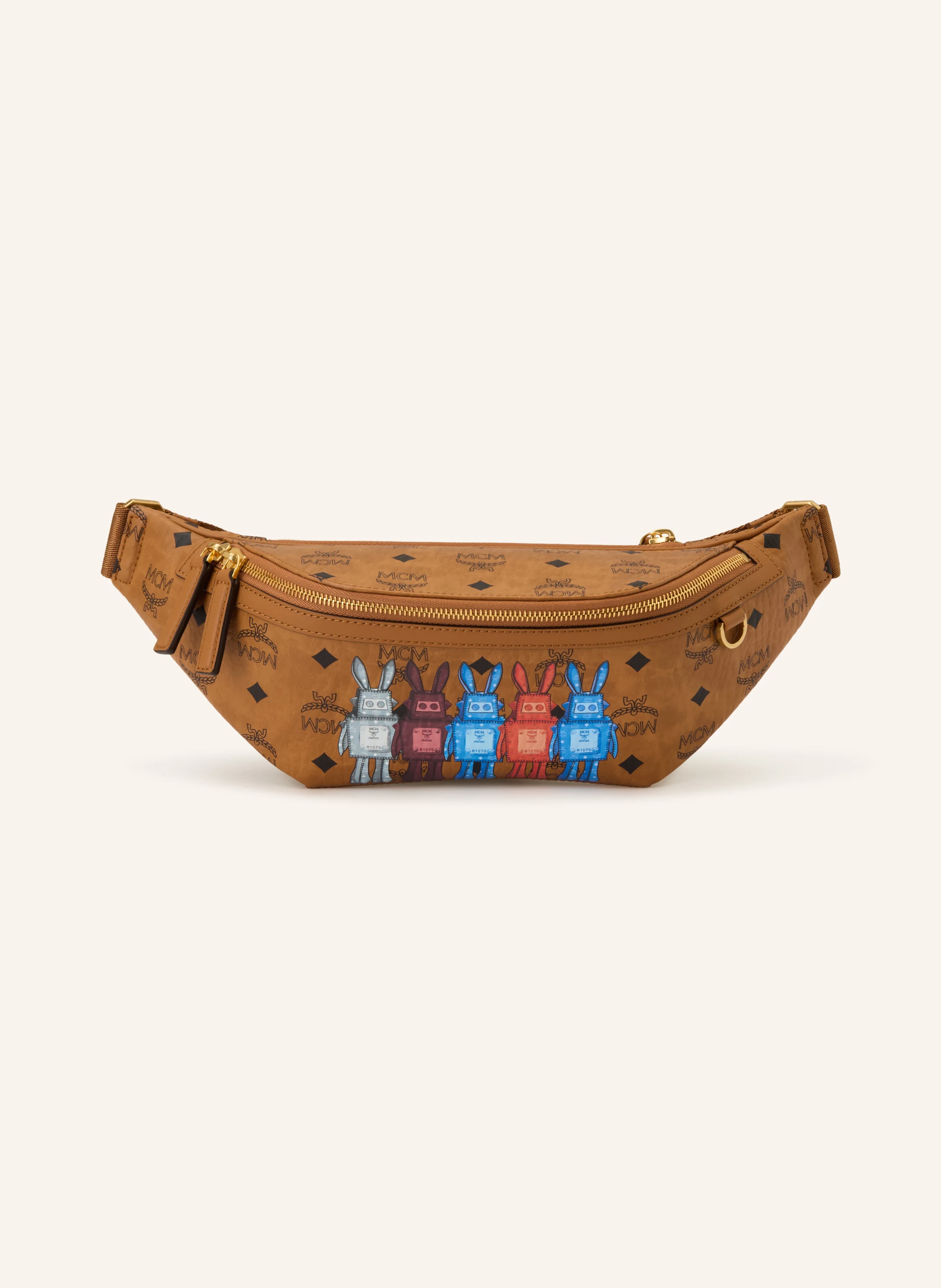 MCM FURSTEN MEDIUM belt bag in cognac / black
