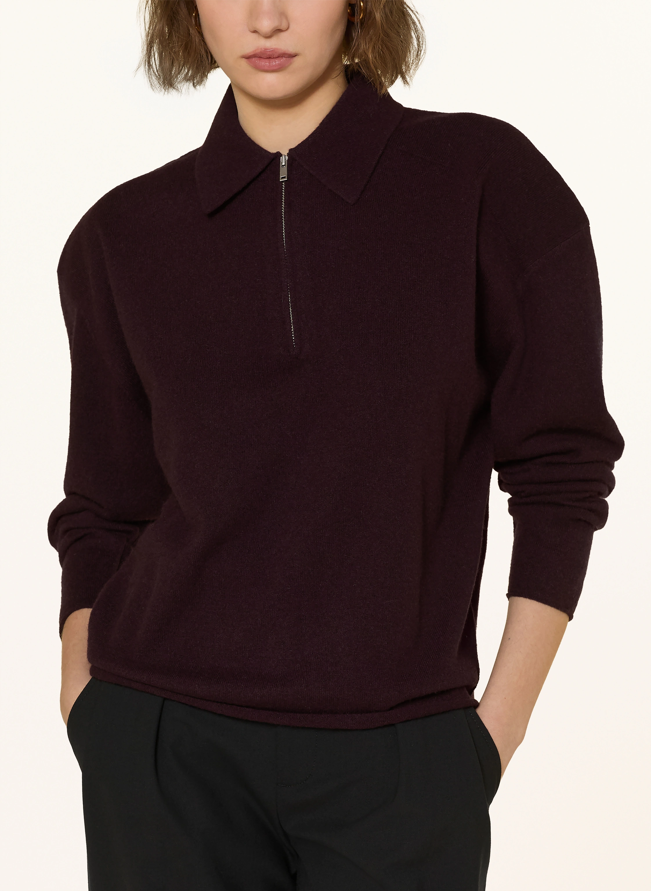 COS knitted polo shirt in dark red