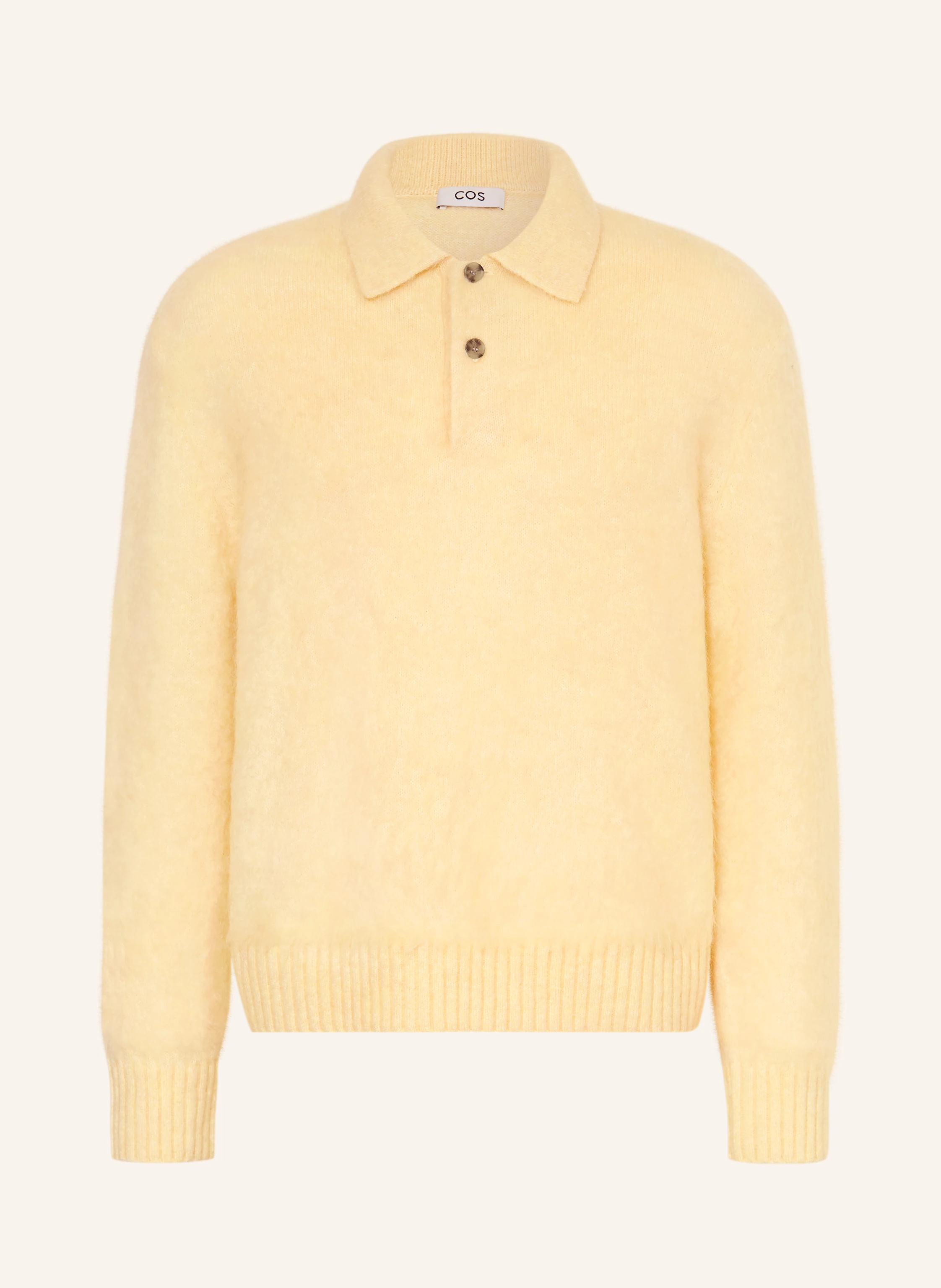 COS Knitted polo shirt with mohair in light yellow