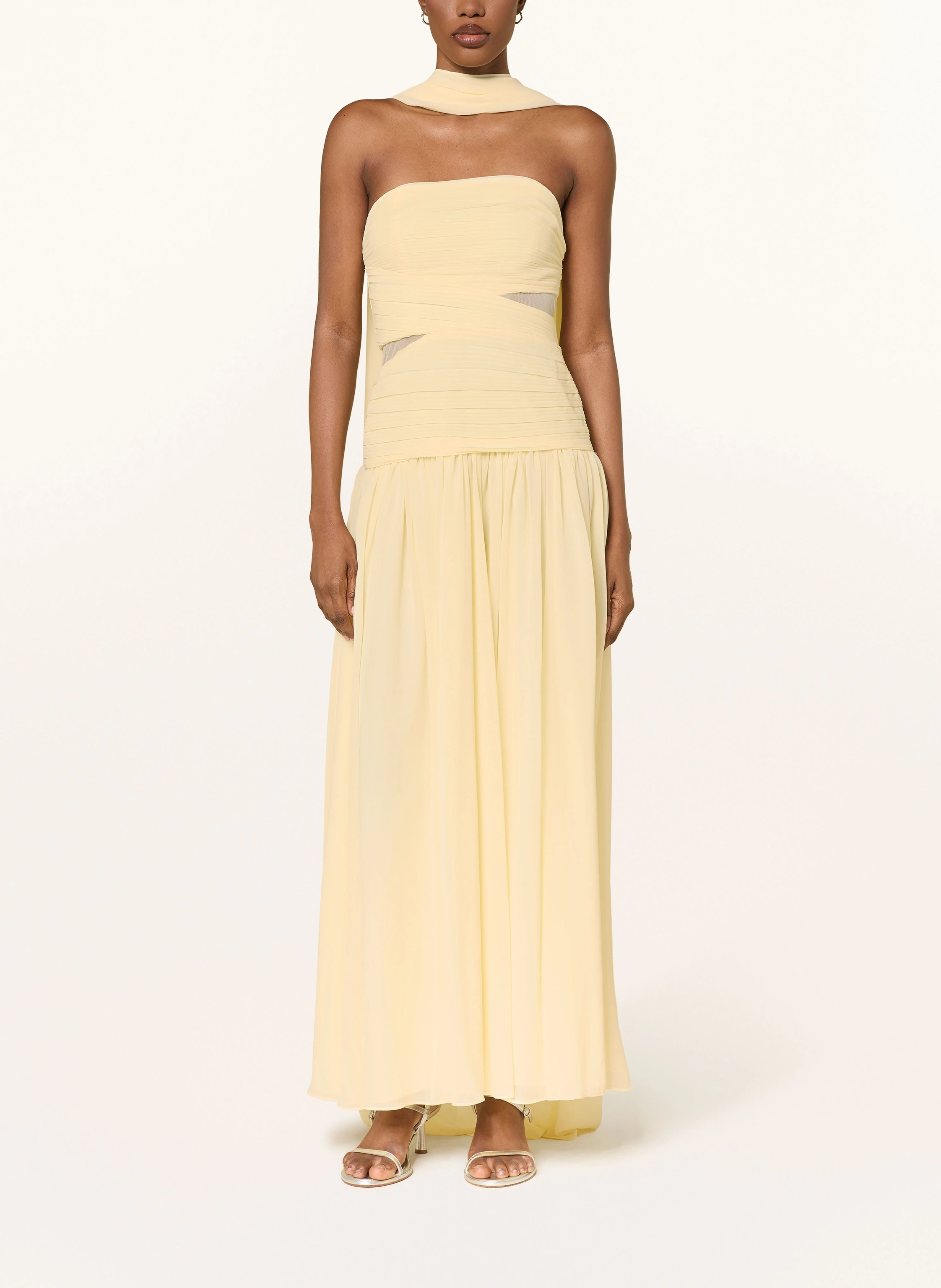 self-portrait Off-shoulder dress with detachable scarf and pleats
