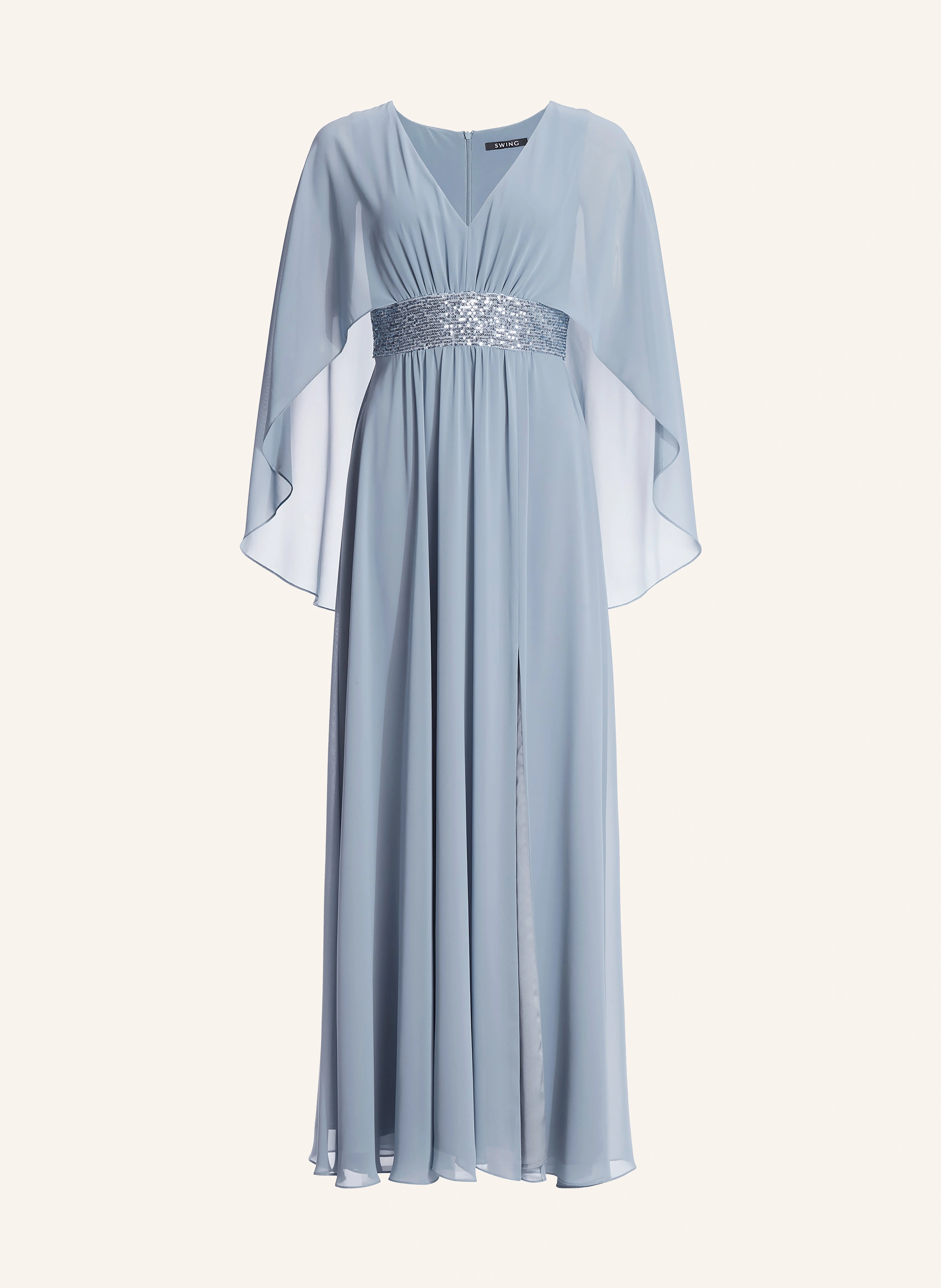 SWING Evening dress with sequins in blue gray
