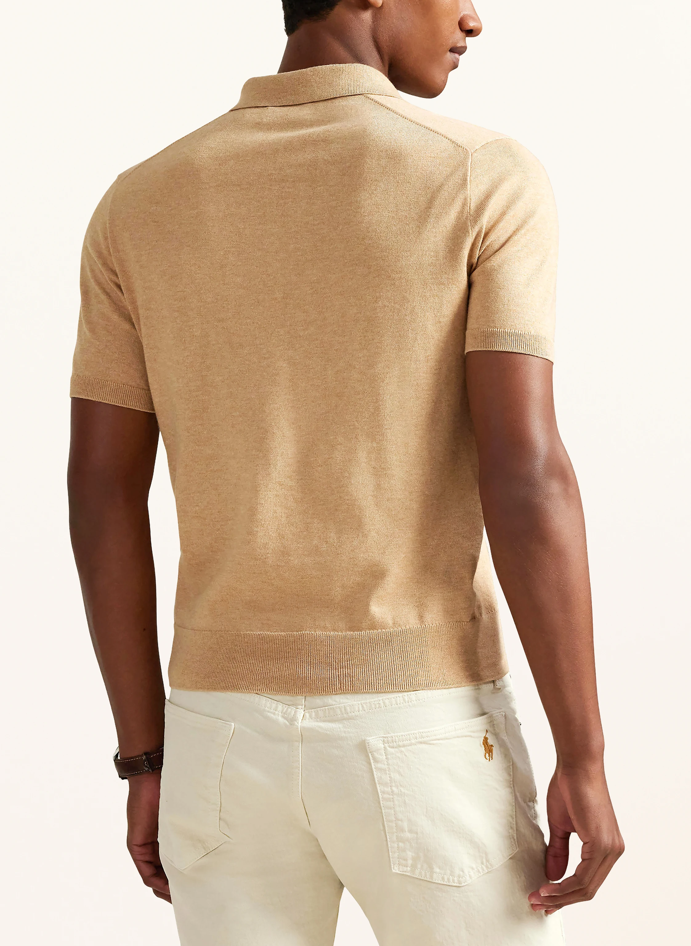 POLO RALPH LAUREN Strick-Poloshirt: BEIGE / BRAUN