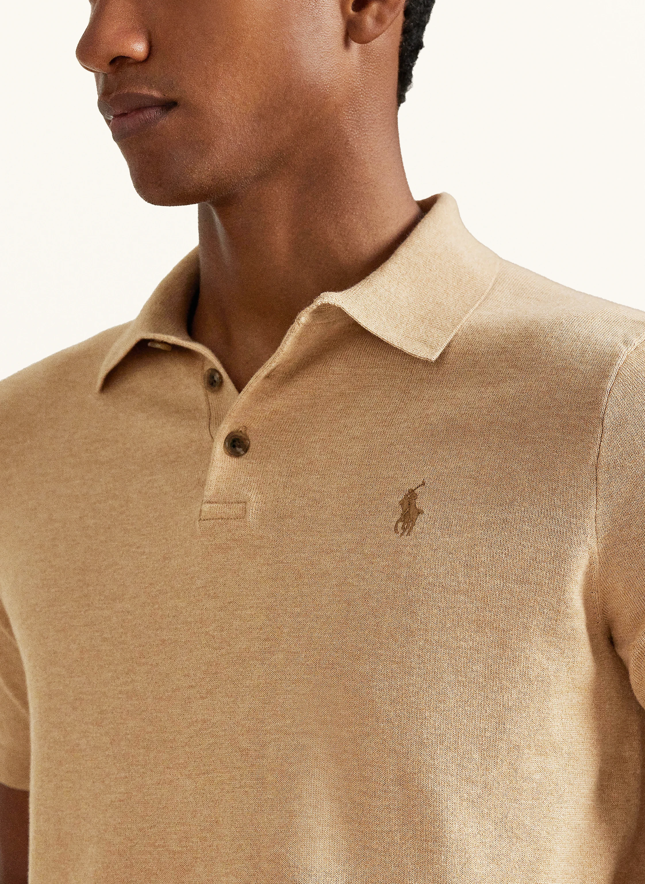 POLO RALPH LAUREN Strick-Poloshirt: BEIGE / BRAUN