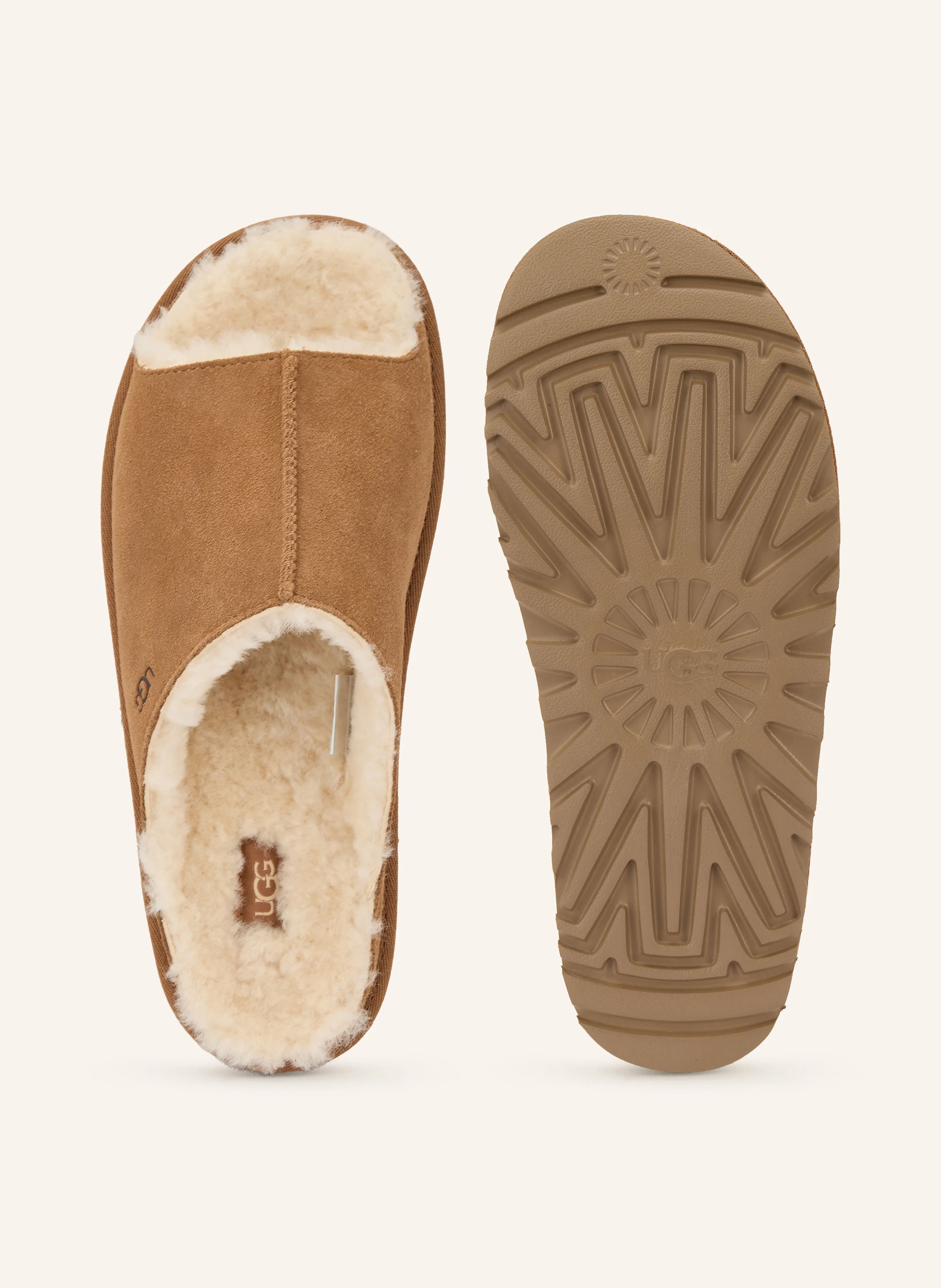 UGG GREENPORT SLIDE mules: BROWN / LIGHT BROWN