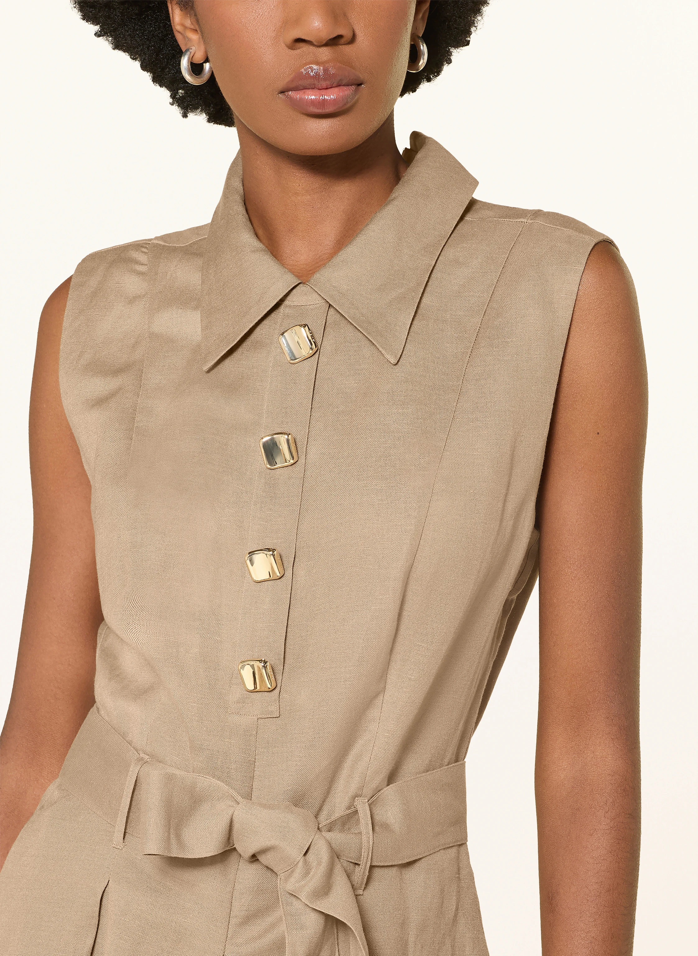 HUGO KALEISI shirt dress with linen in light brown