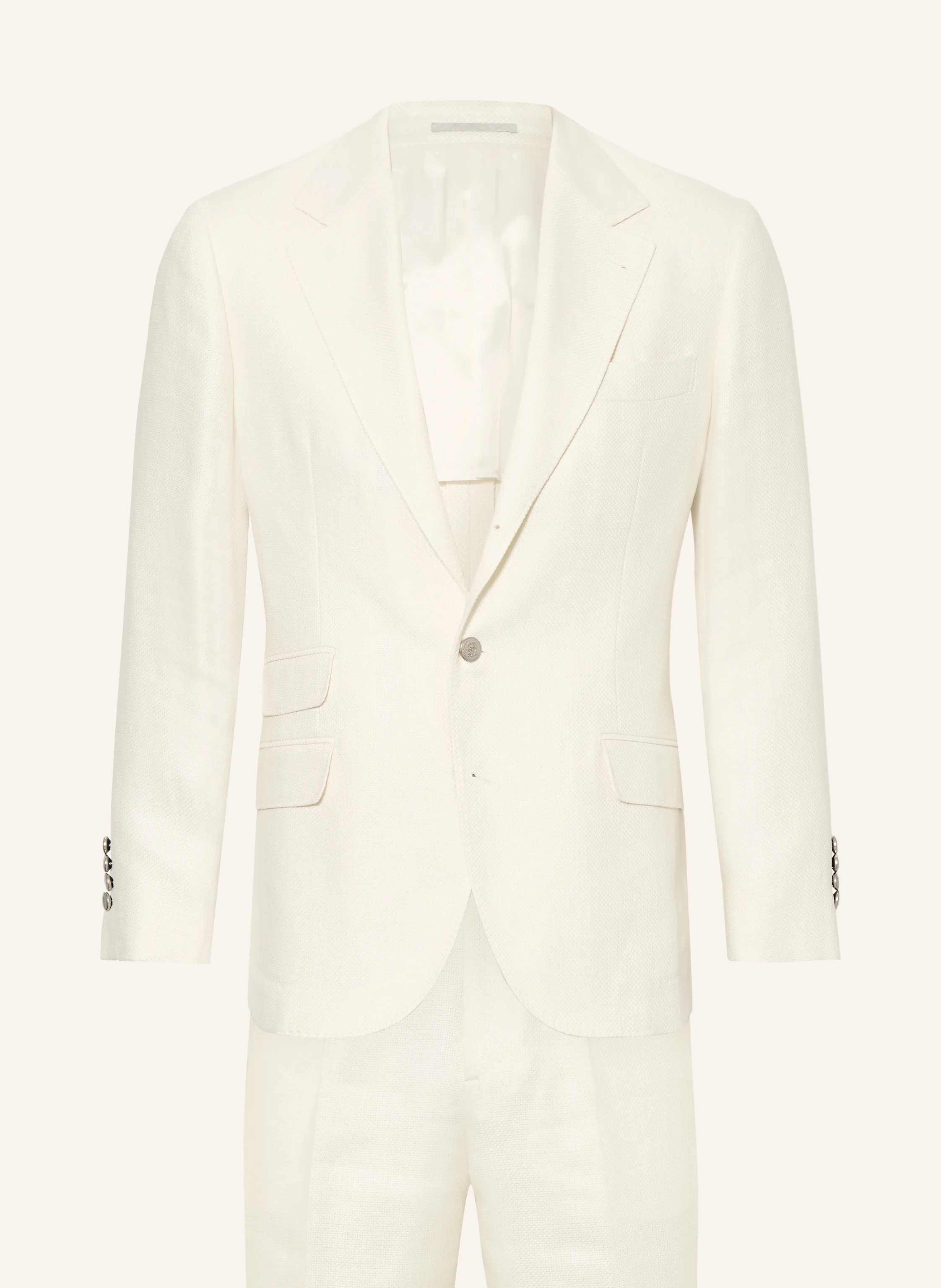 BRUNELLO CUCINELLI Extra slim fit suit with silk and linen in cream
