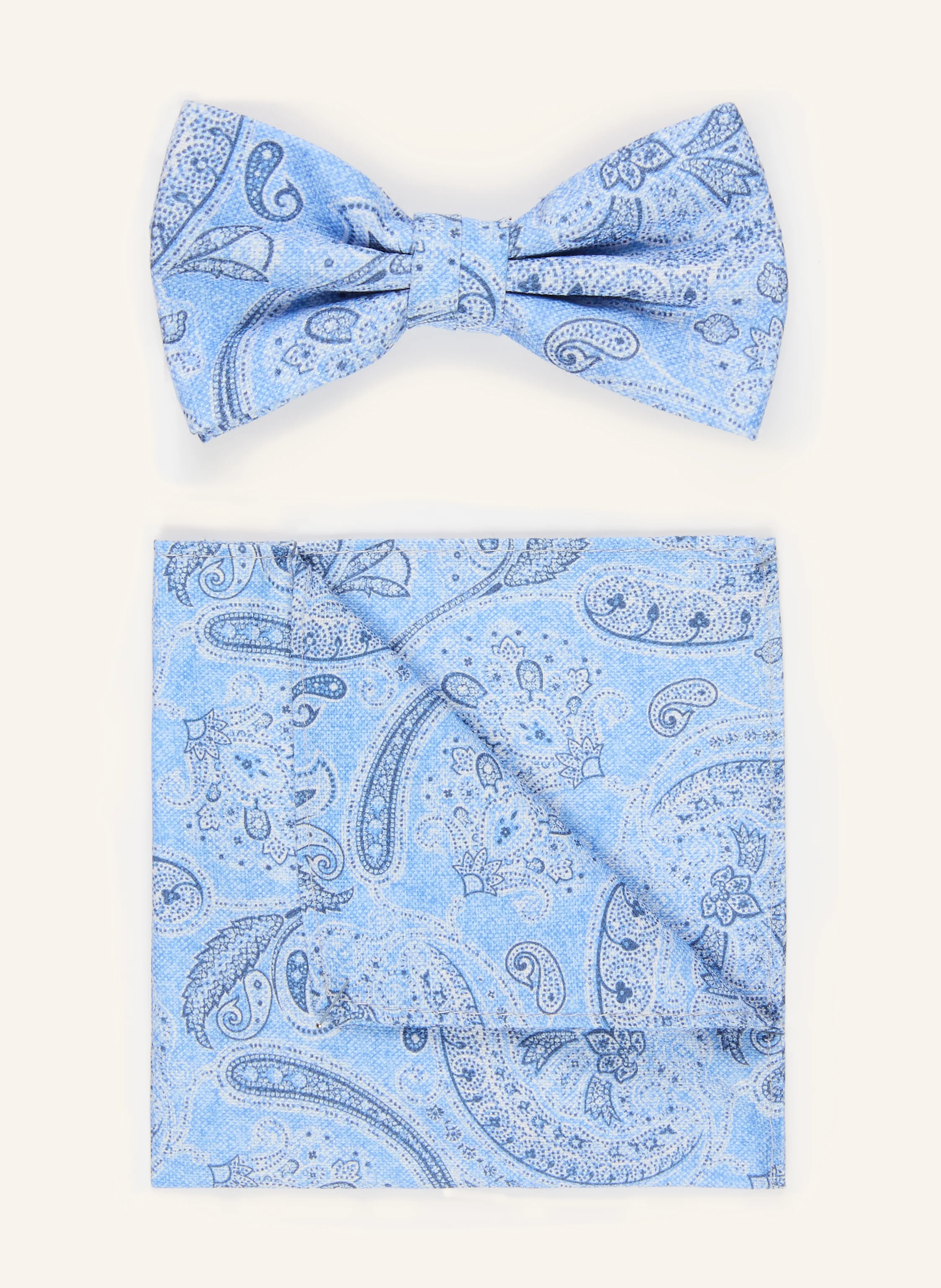 Prince BOWTIE Set: Fluga och näsduk: LJUSBLÅ / BLÅ / VIT