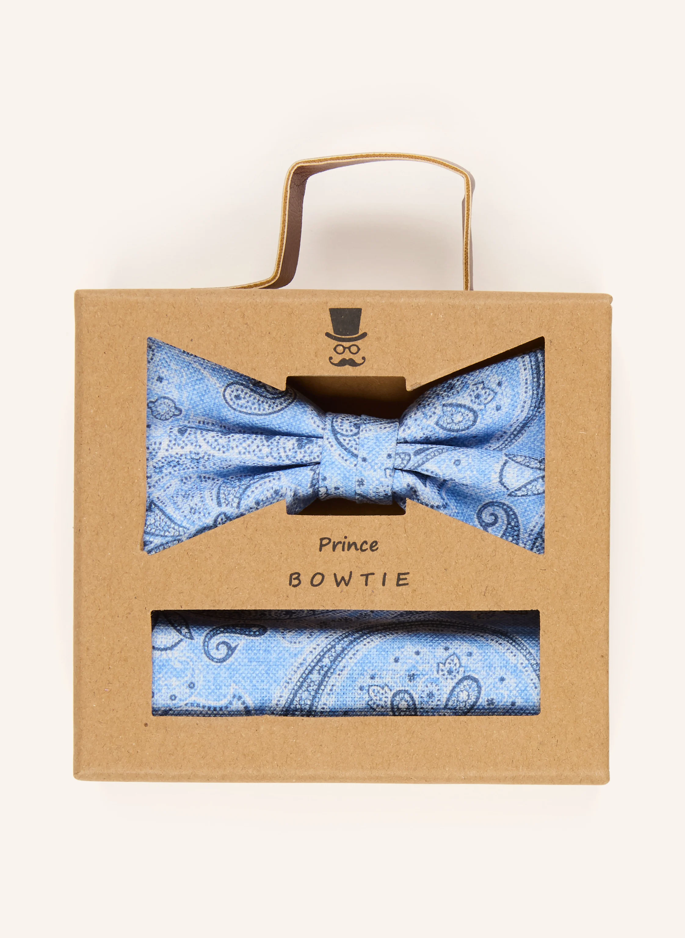 Prince BOWTIE Set: Fluga och näsduk: LJUSBLÅ / BLÅ / VIT