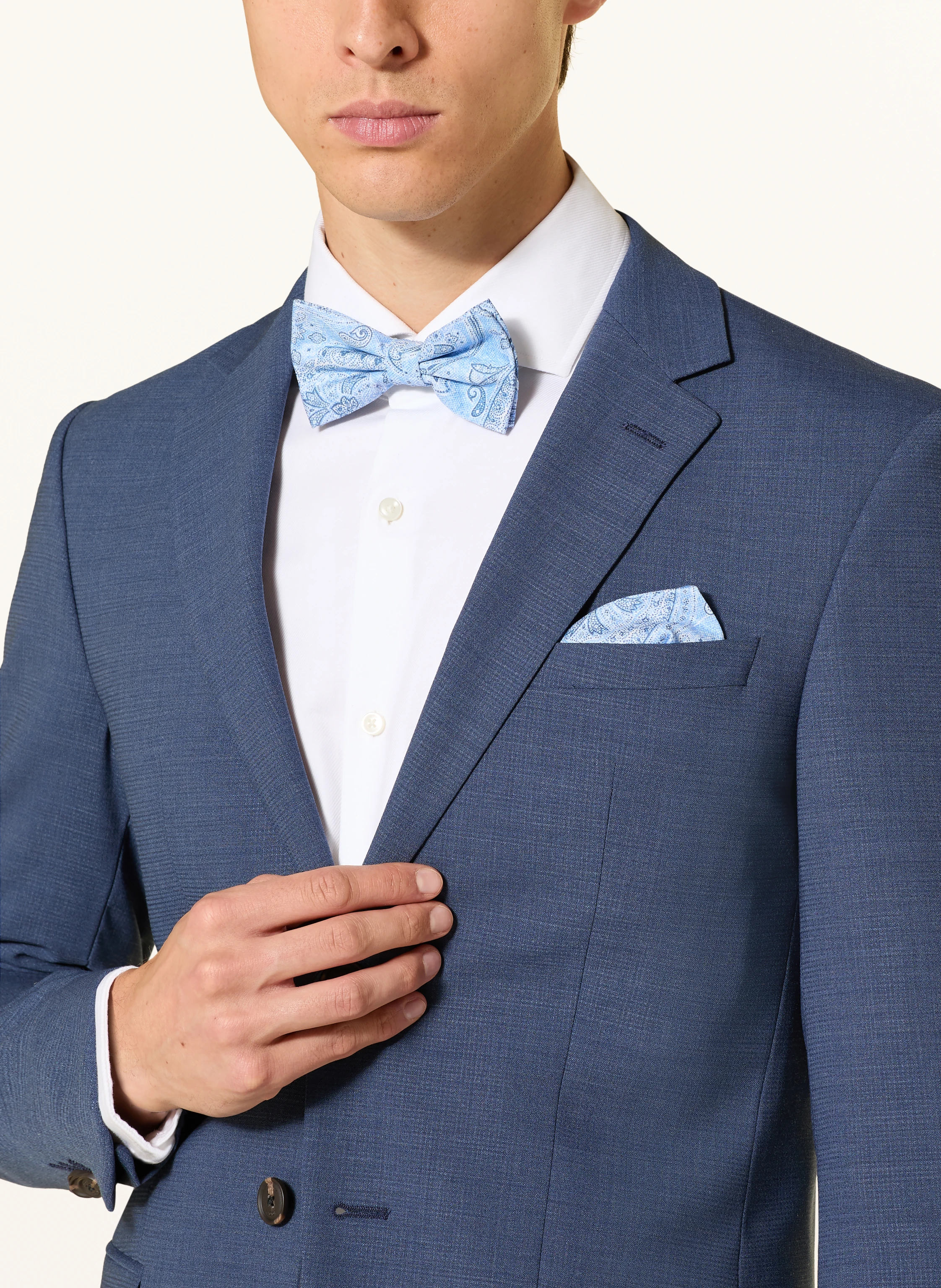 Prince BOWTIE Set: Fluga och näsduk: LJUSBLÅ / BLÅ / VIT