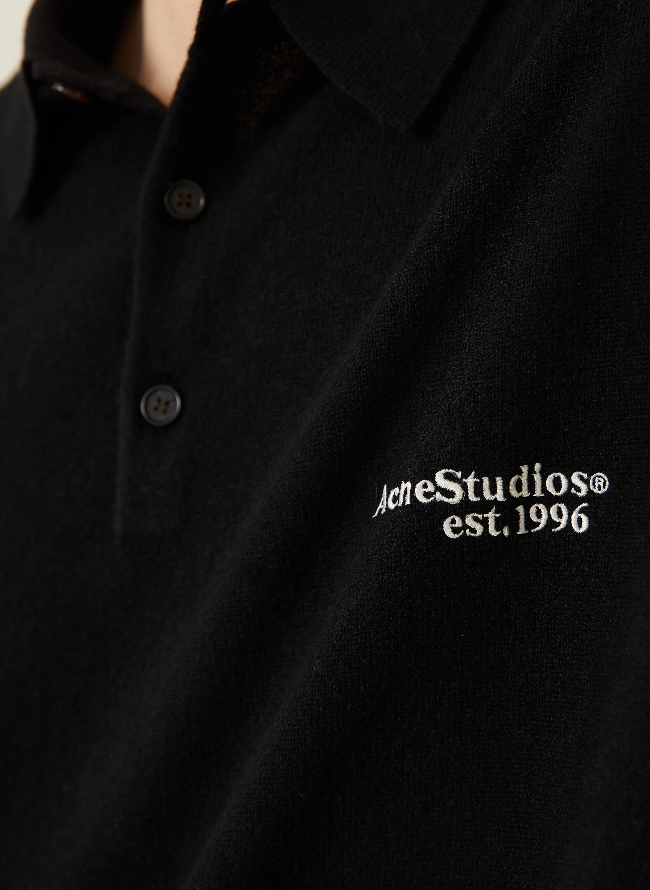 Acne Studios knitted polo shirt: BLACK