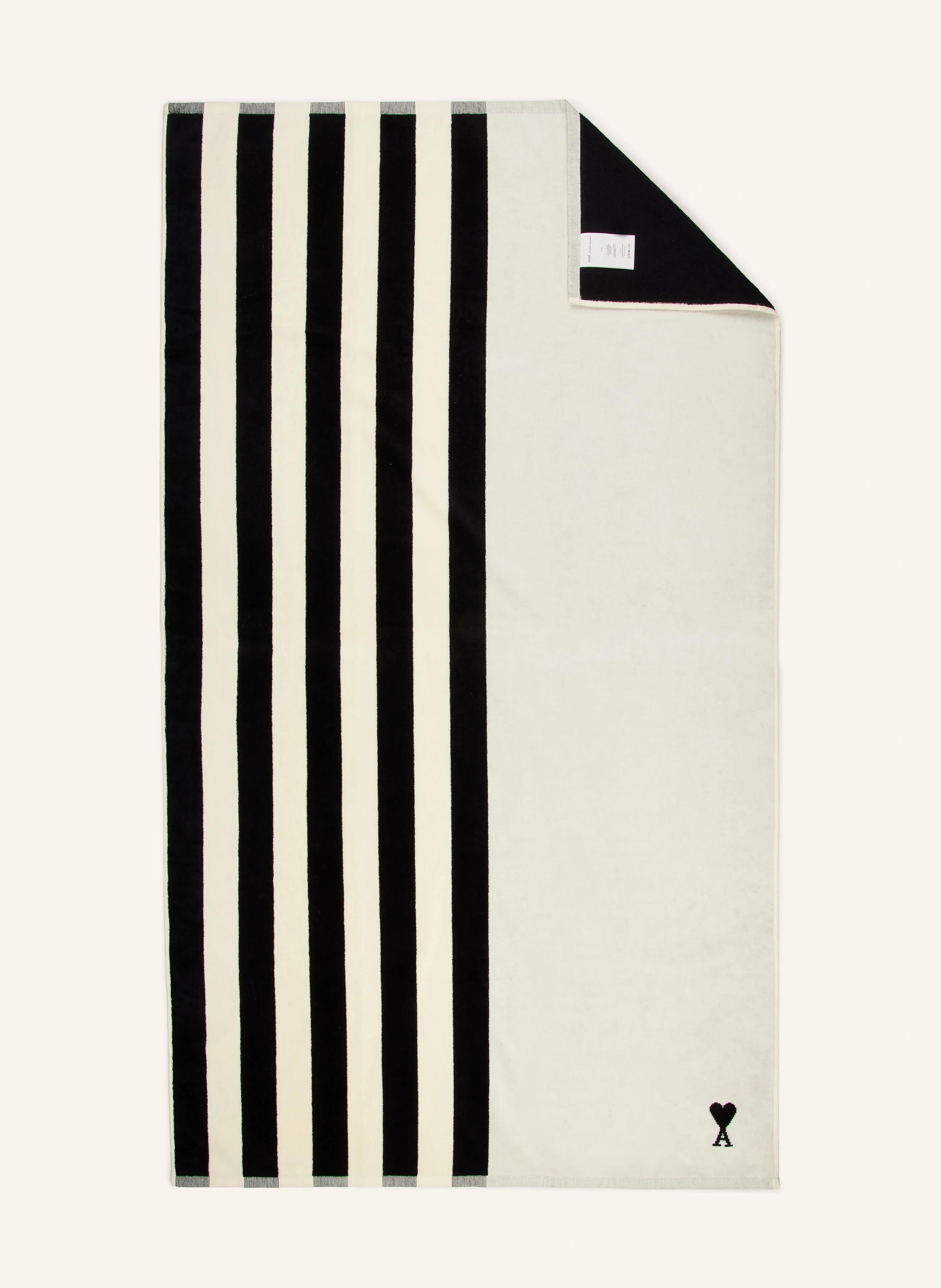 AMI PARIS Beach towel LITTLE AMI DE COEUR 90 x 160 cm in black / cream