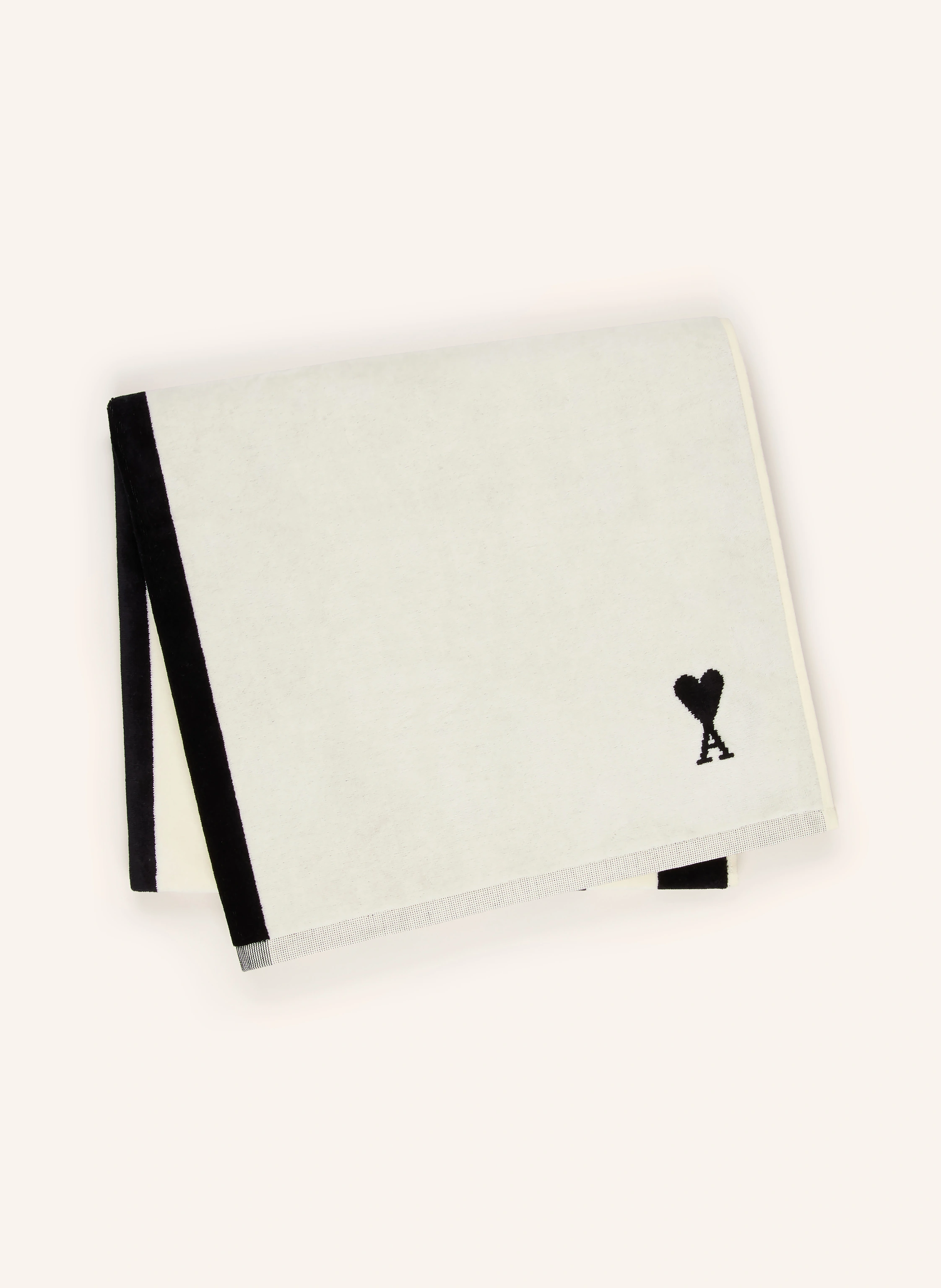 AMI PARIS Beach towel LITTLE AMI DE COEUR 90 x 160 cm in black / cream