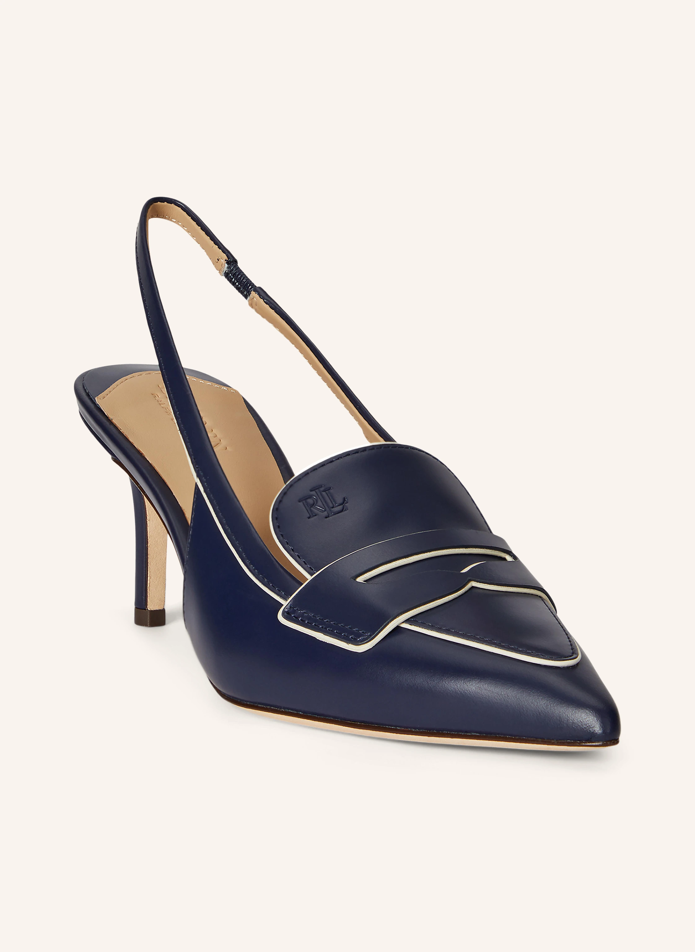 LAUREN RALPH LAUREN Sling pumps KHLOE: DARK BLUE / ECRU