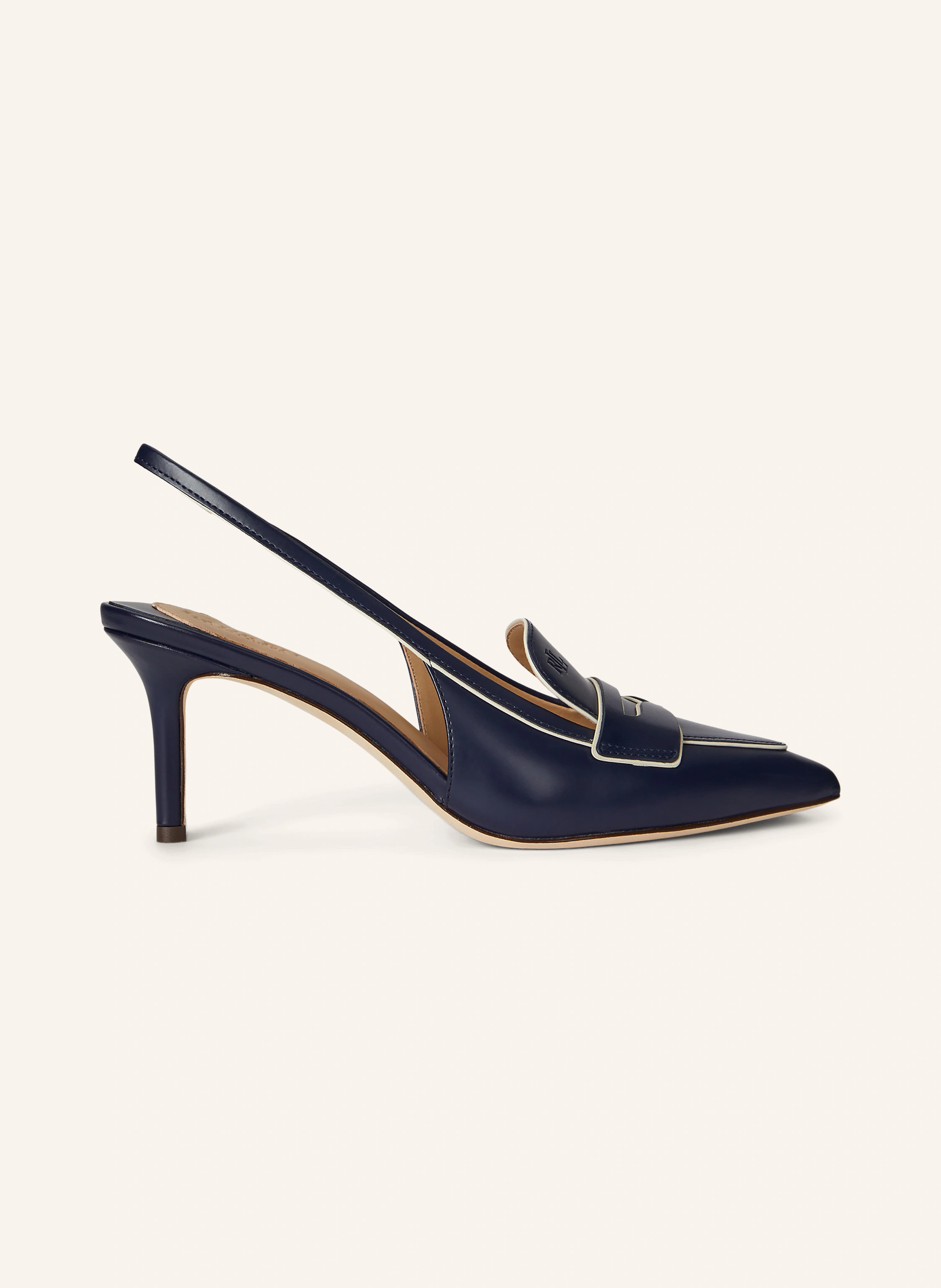 LAUREN RALPH LAUREN Sling pumps KHLOE: DARK BLUE / ECRU