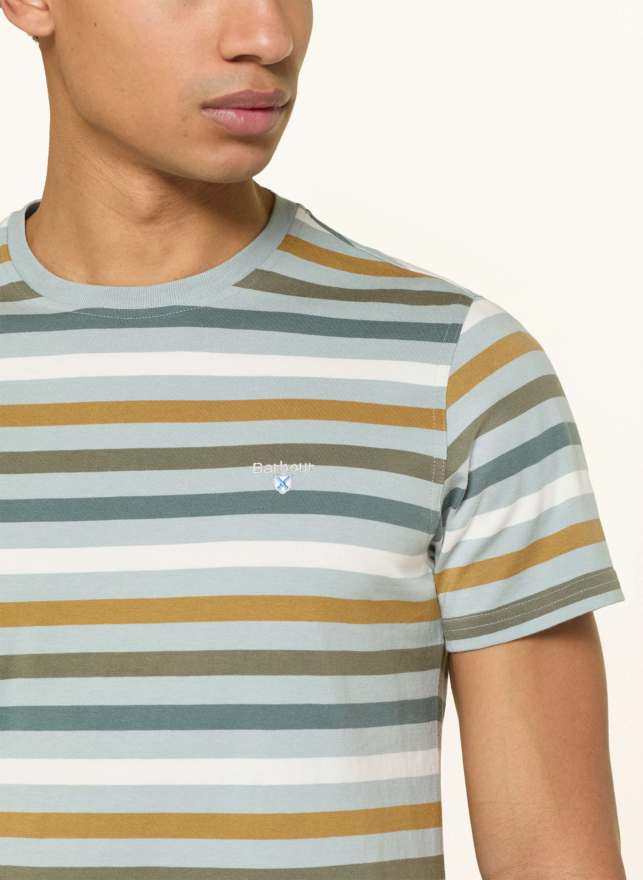 Barbour ROKEBY T-shirt: GRAY / DARK ORANGE / WHITE
