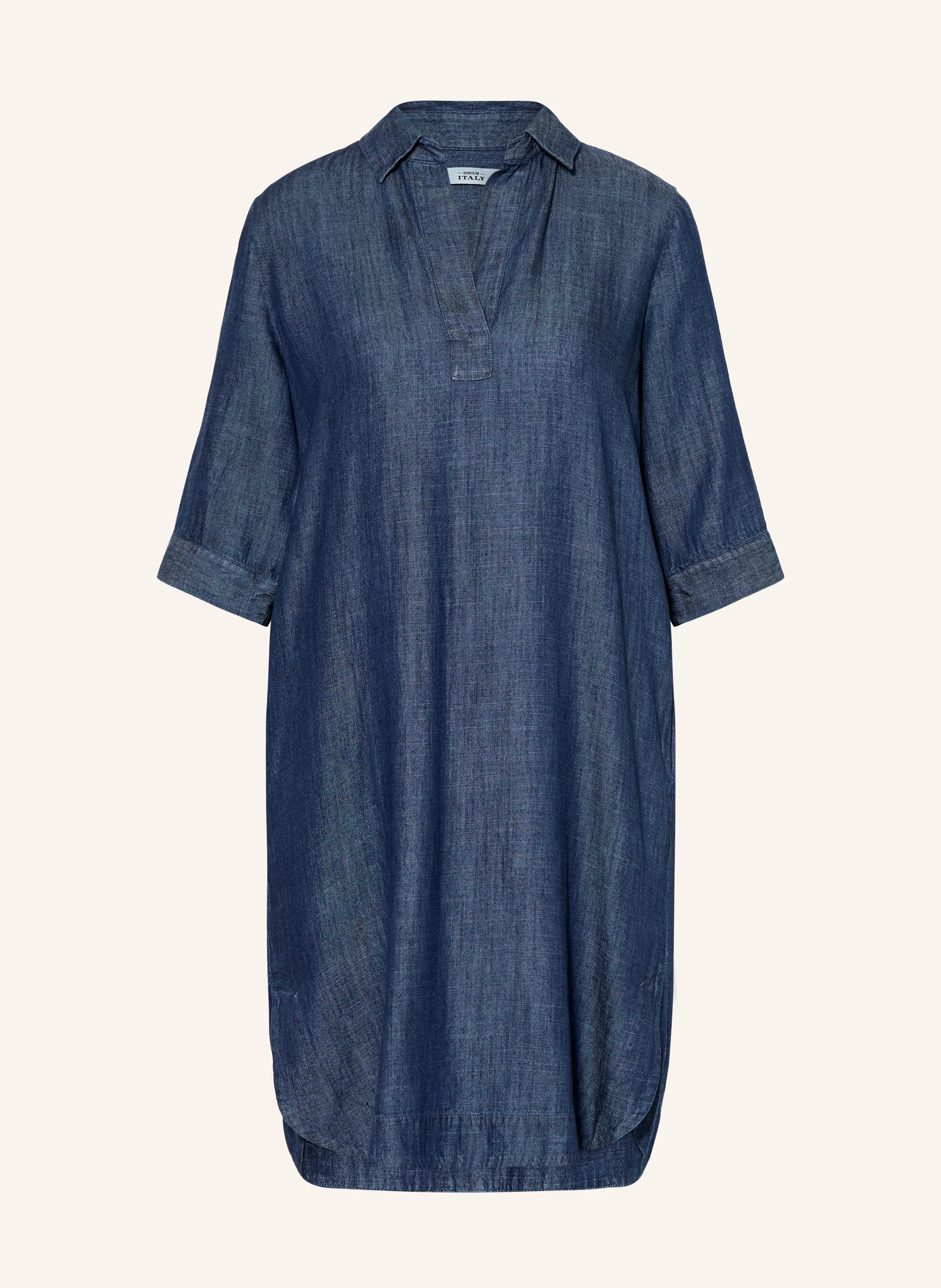 0039 ITALY Rochie cu aspect de blugi, cu mâneci 3/4: ALBASTRU