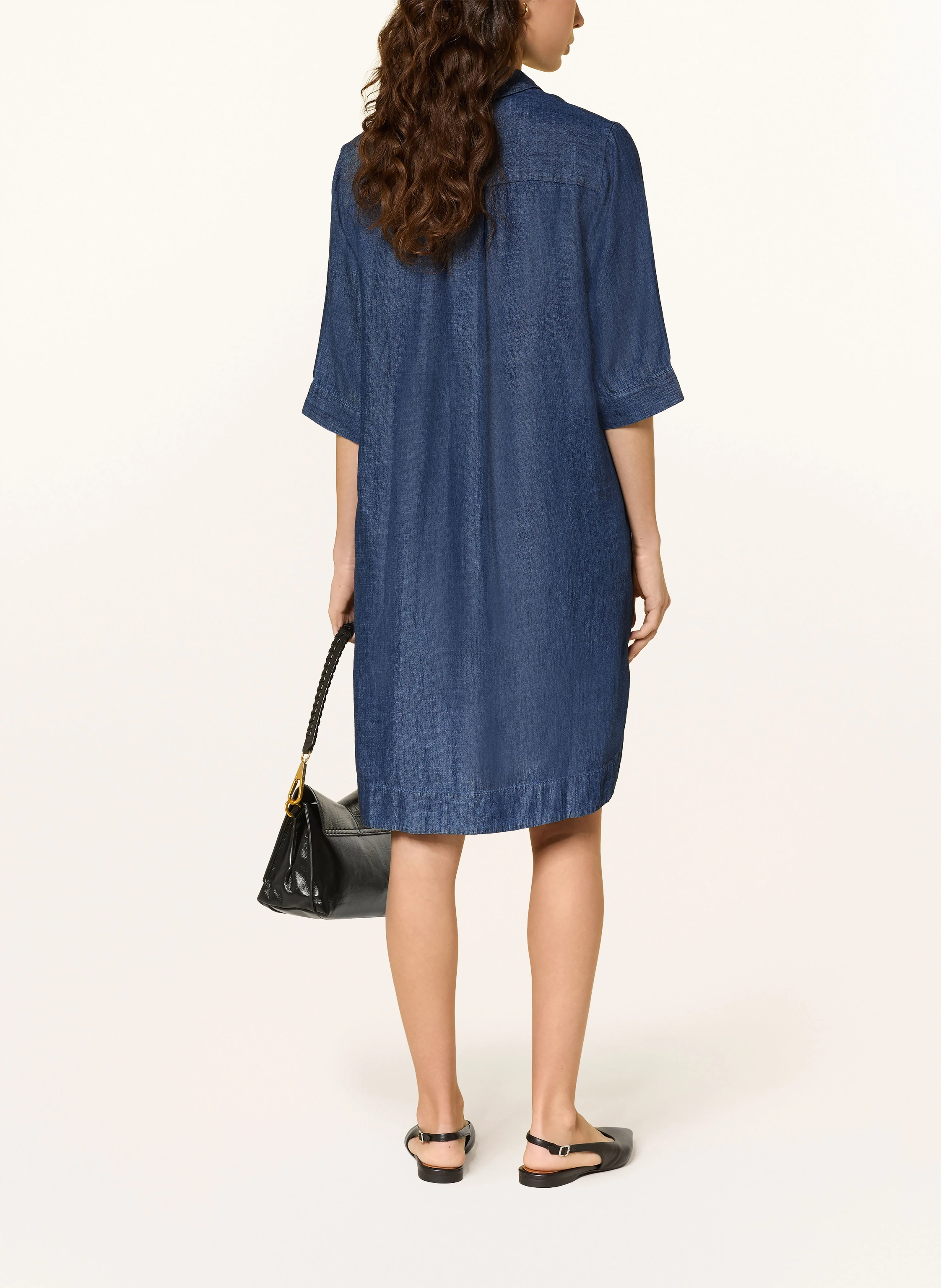 0039 ITALY Rochie cu aspect de blugi, cu mâneci 3/4: ALBASTRU