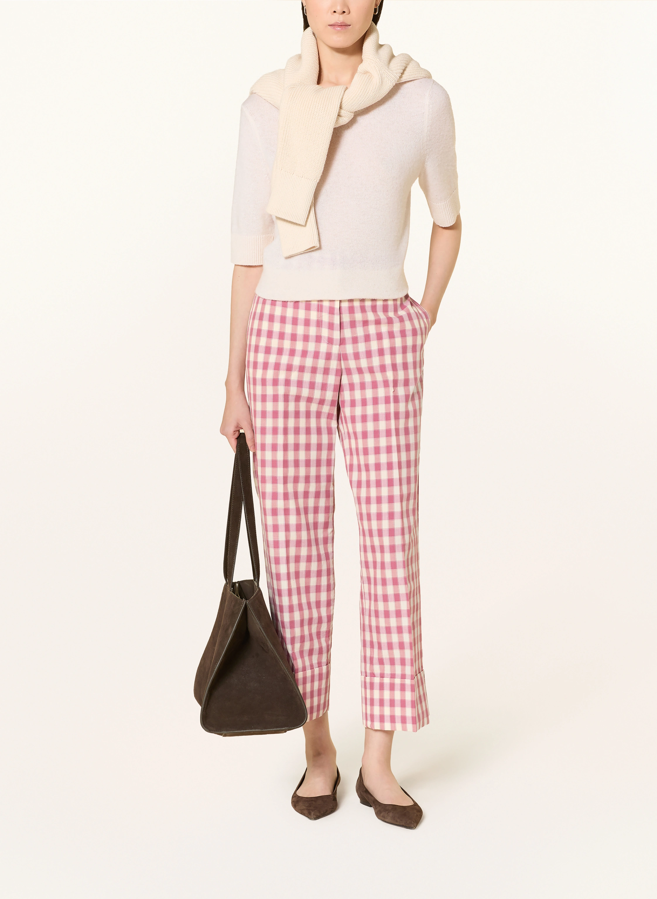 Luis Trenker 7/8 pants LULJETA: DUSKY PINK / LIGHT RED / WHITE