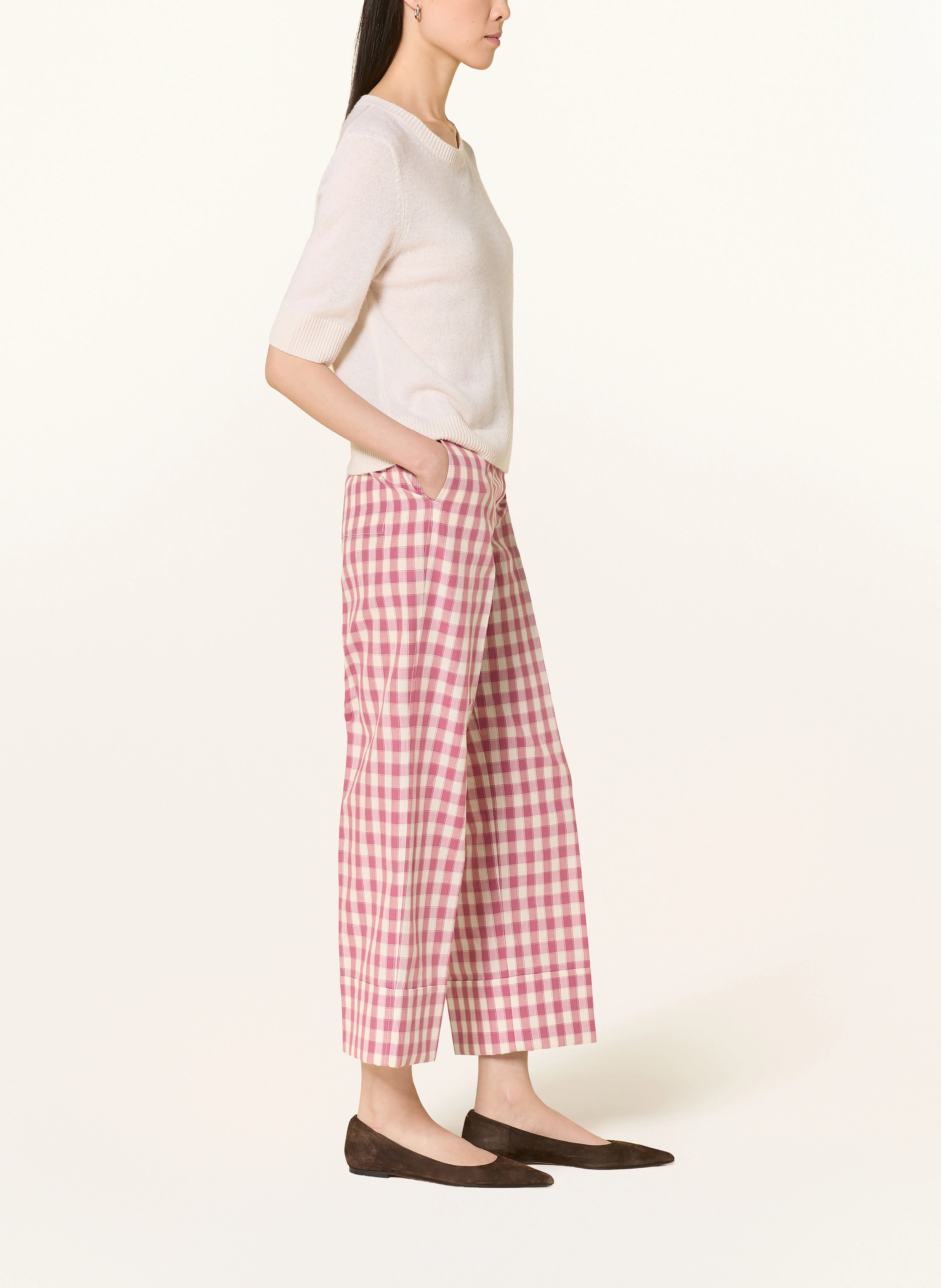 Luis Trenker 7/8 pants LULJETA: DUSKY PINK / LIGHT RED / WHITE