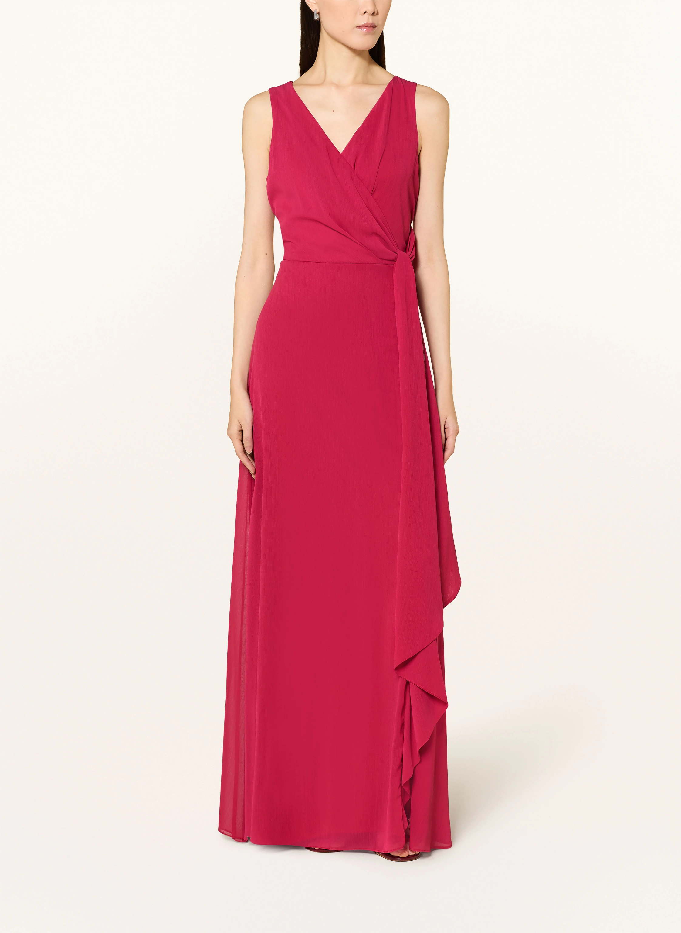 Vera Mont Wrap-style evening gown in fuchsia