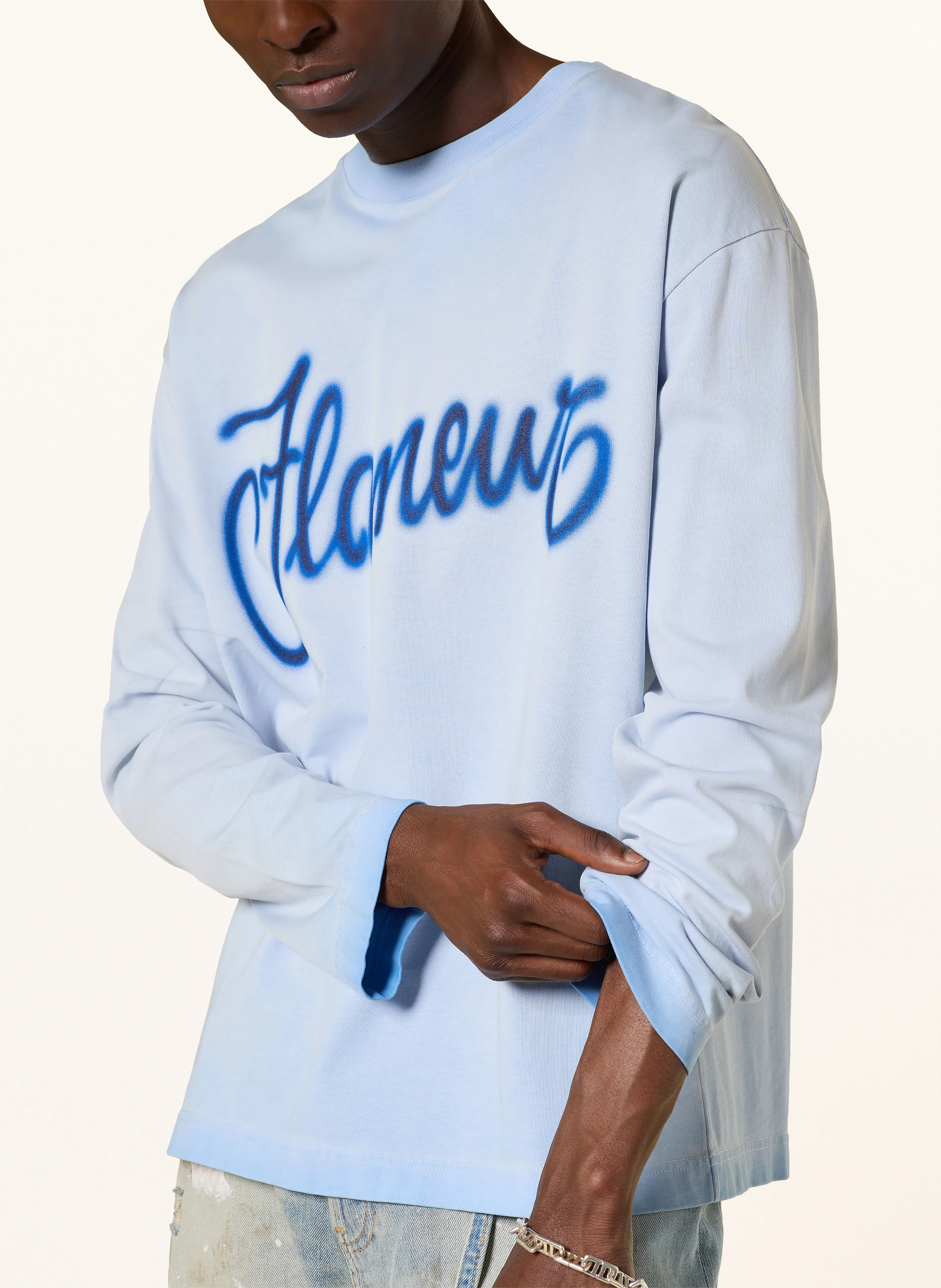 FLÂNEUR Oversized long-sleeved shirt AIRBRUSH SUMMER: LIGHT BLUE / NEON RED / YELLOW