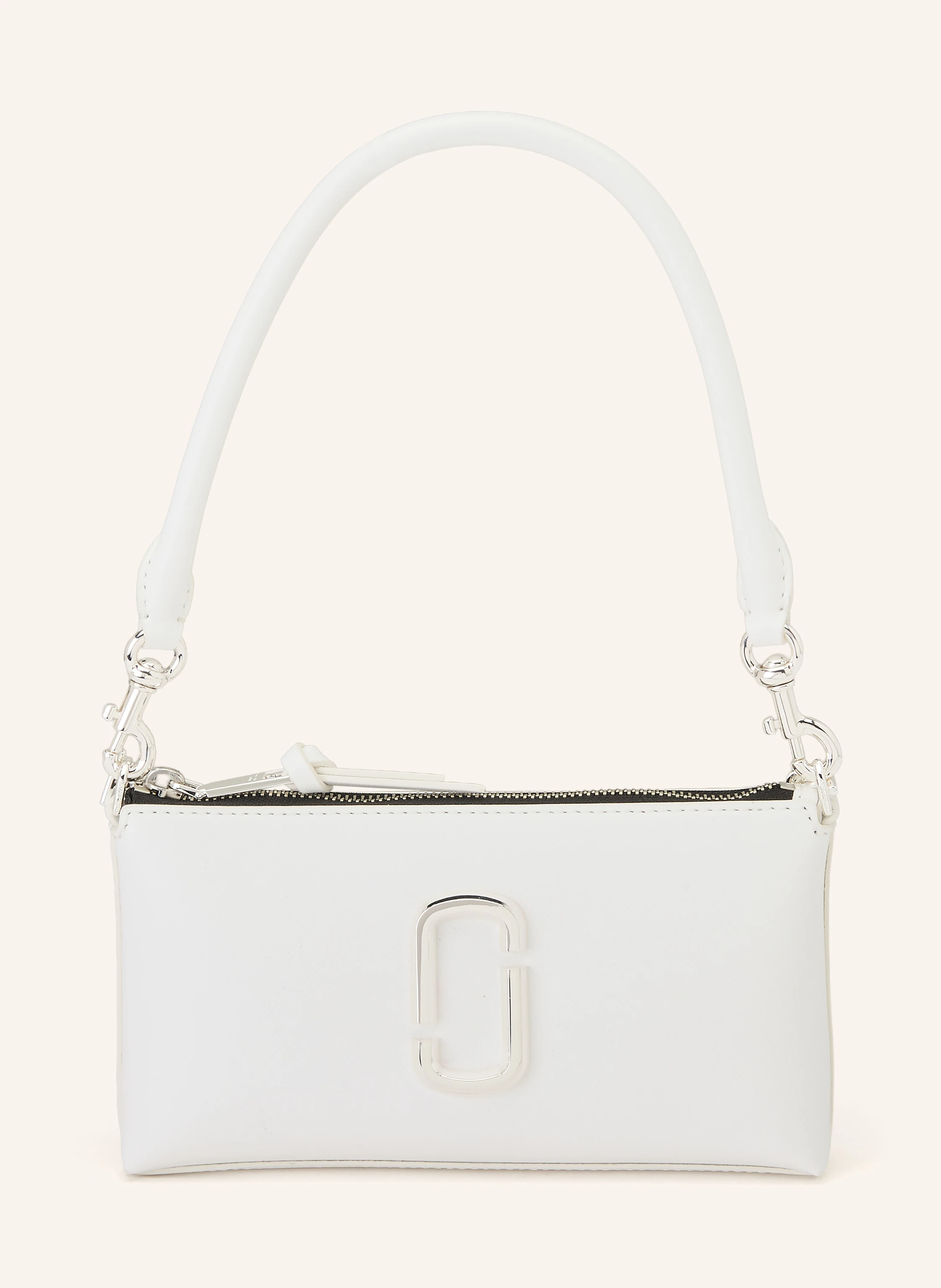 MARC JACOBS Saffiano shoulder bag THE SNAPSHOT DTM: WHITE / SILVER