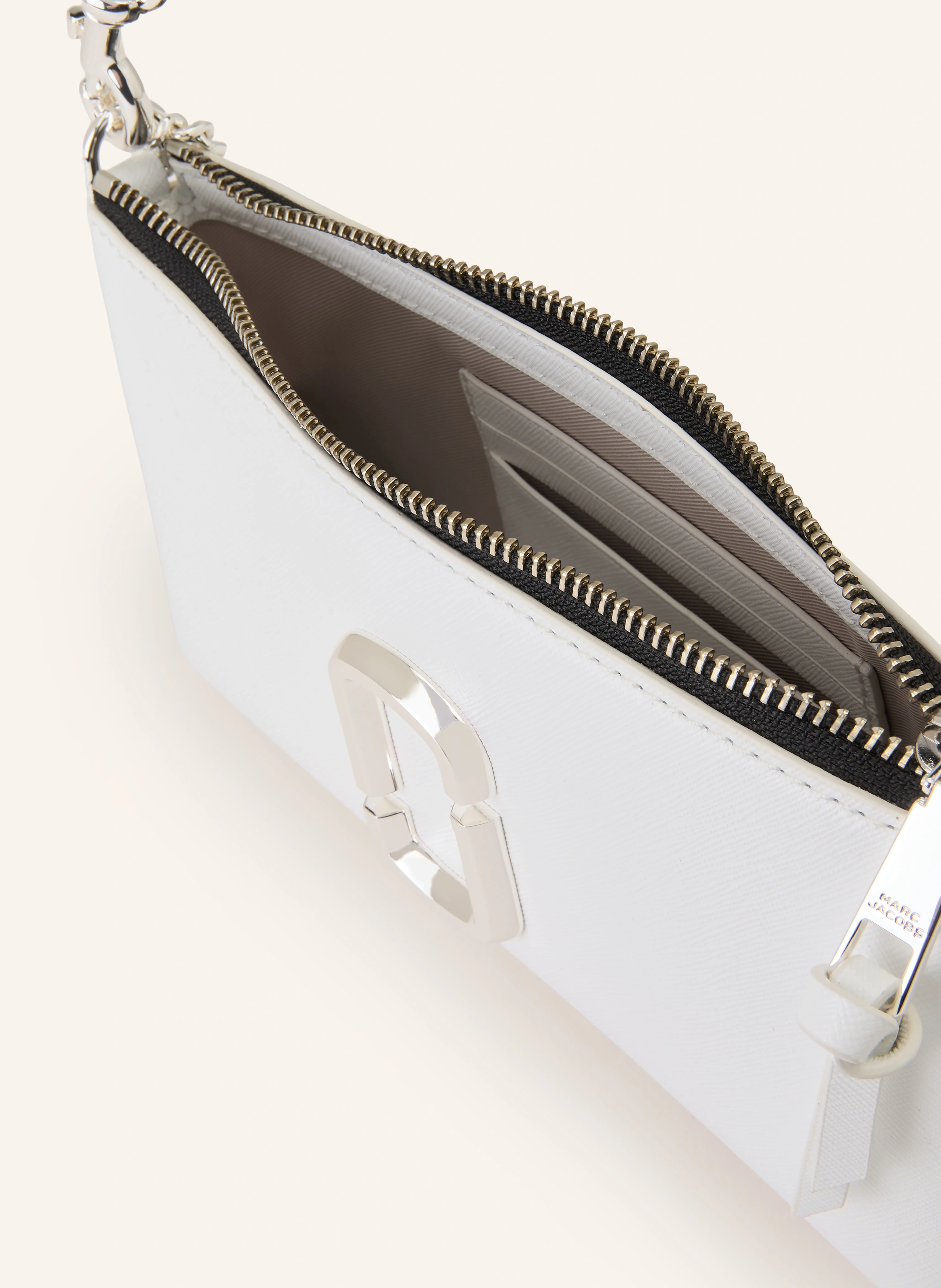 MARC JACOBS Saffiano shoulder bag THE SNAPSHOT DTM: WHITE / SILVER