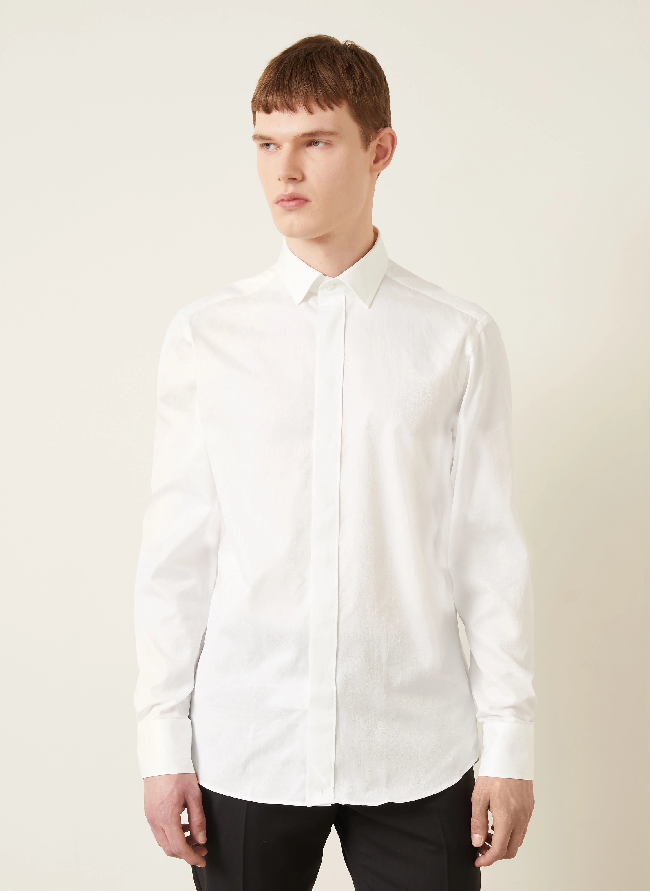 ETRO Comfort Fit Tuxedo Shirt: WHITE