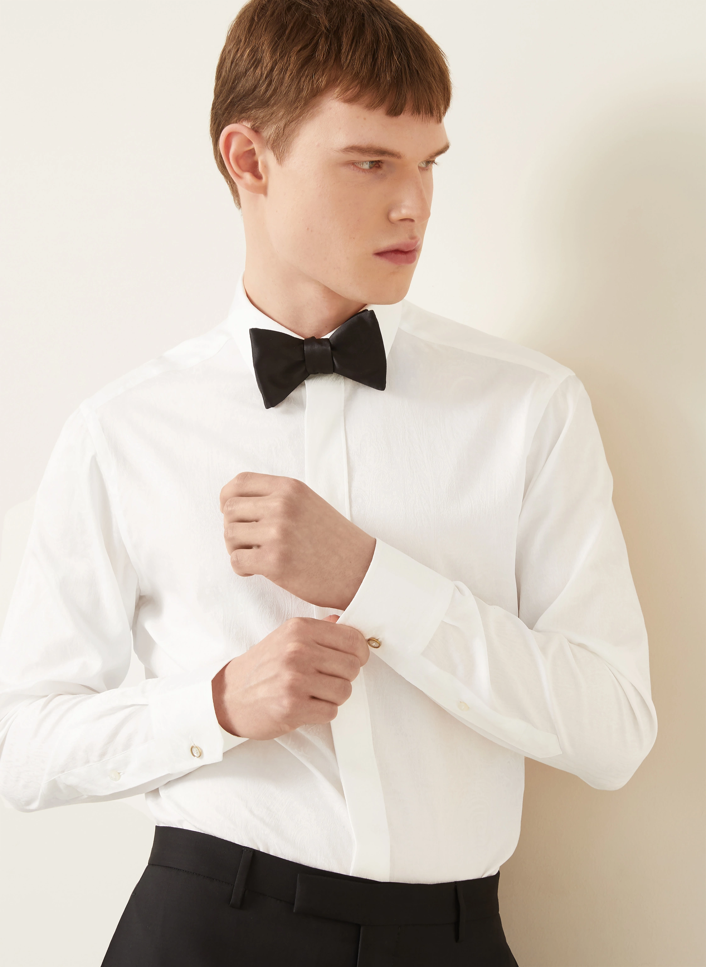 ETRO Comfort Fit Tuxedo Shirt: WHITE