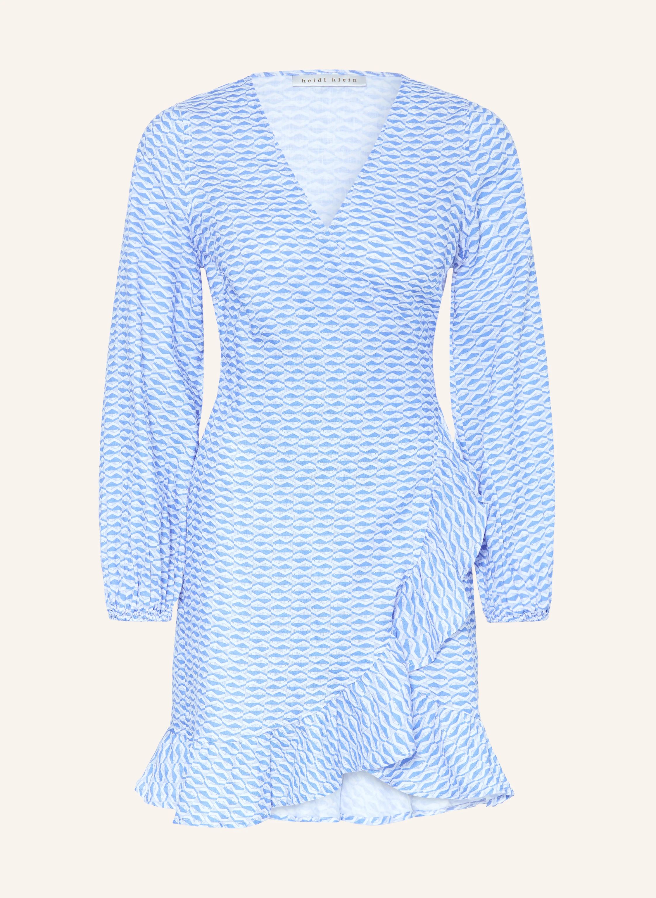 heidi klein TINOS linen beach dress in light blue / white