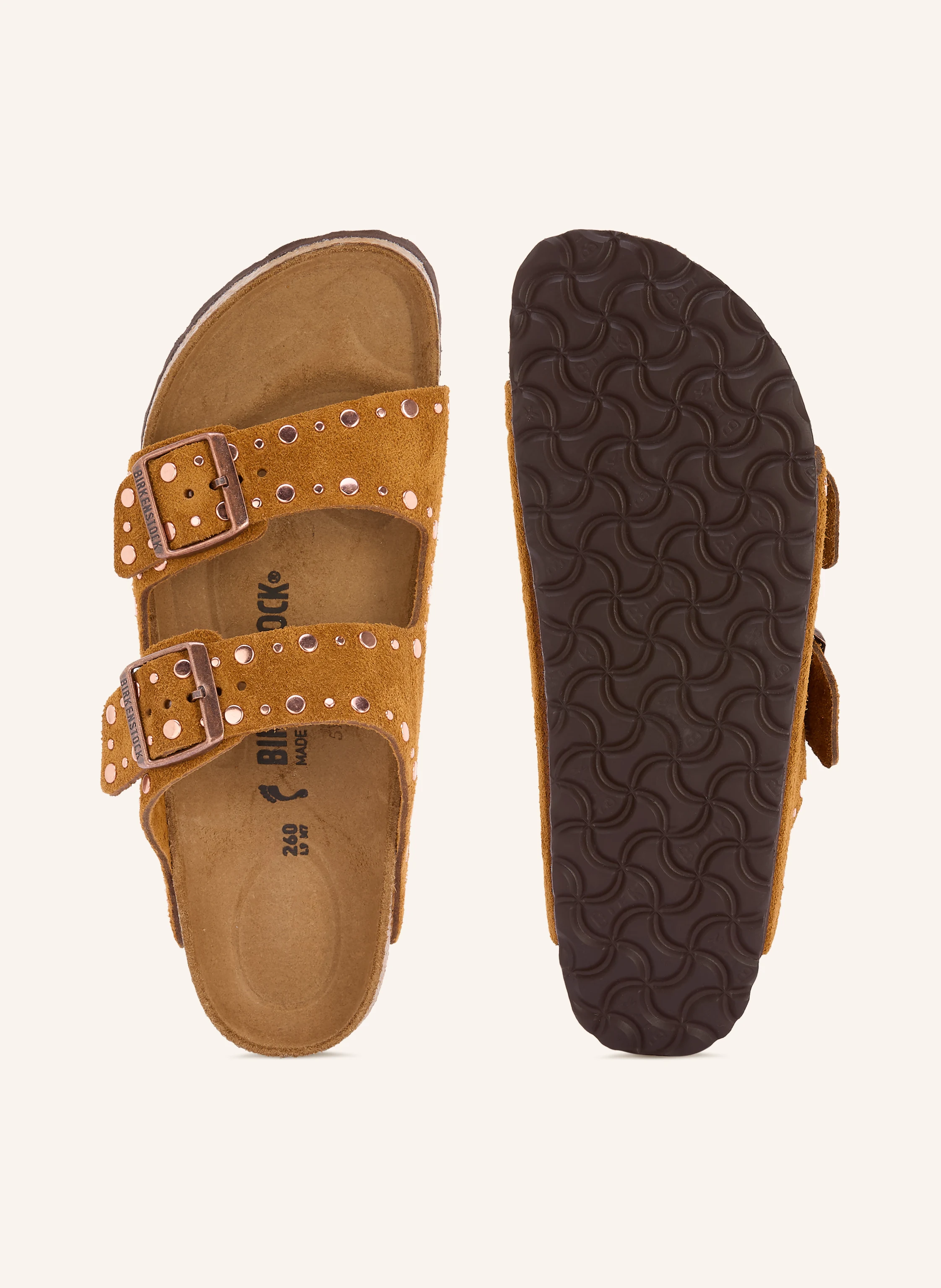 BIRKENSTOCK Papuci ARIZONA RIVET cu nituri: CAMEL