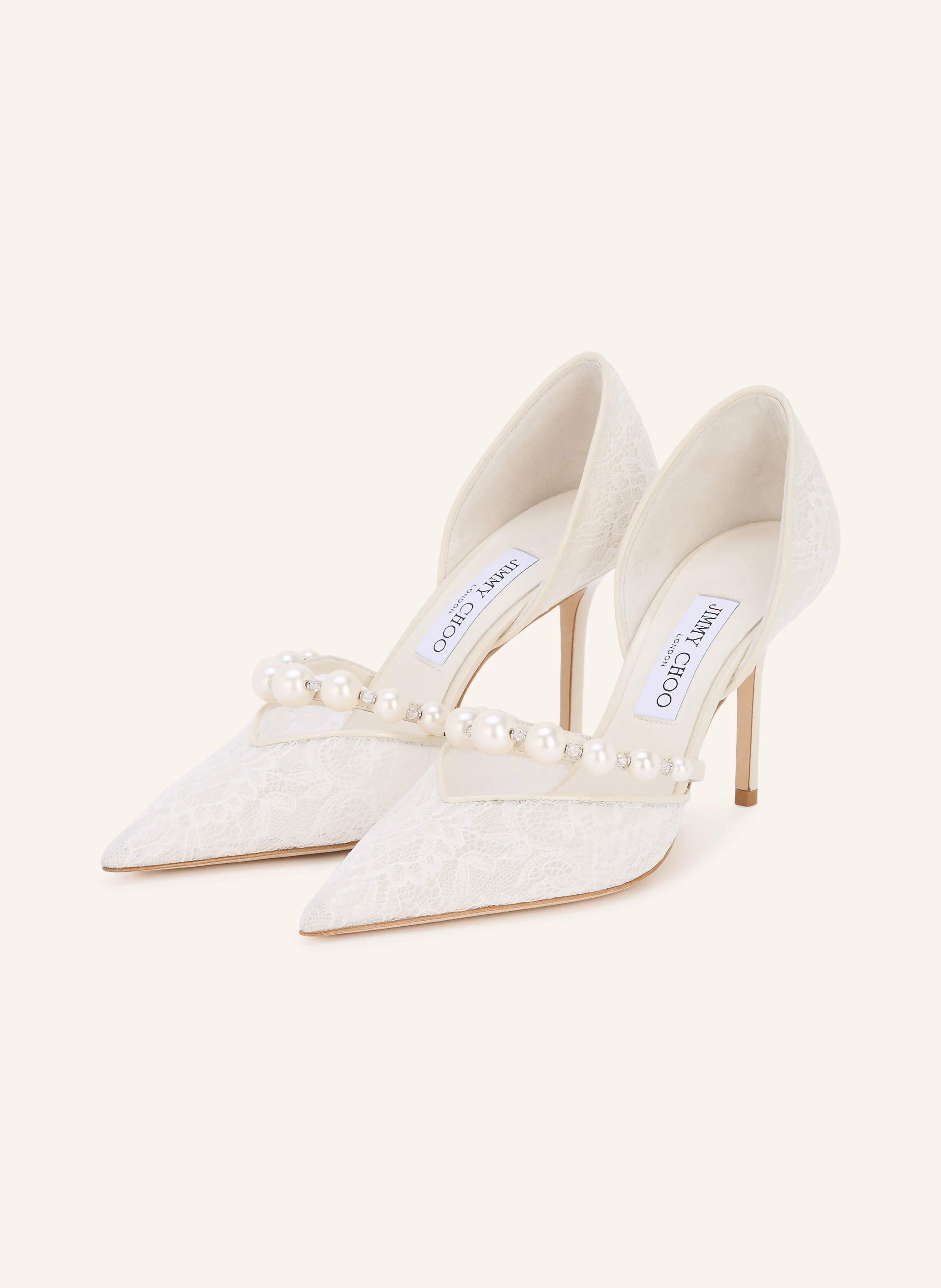 JIMMY CHOO AURELIE 85 pumps with decorative pearls and lace in