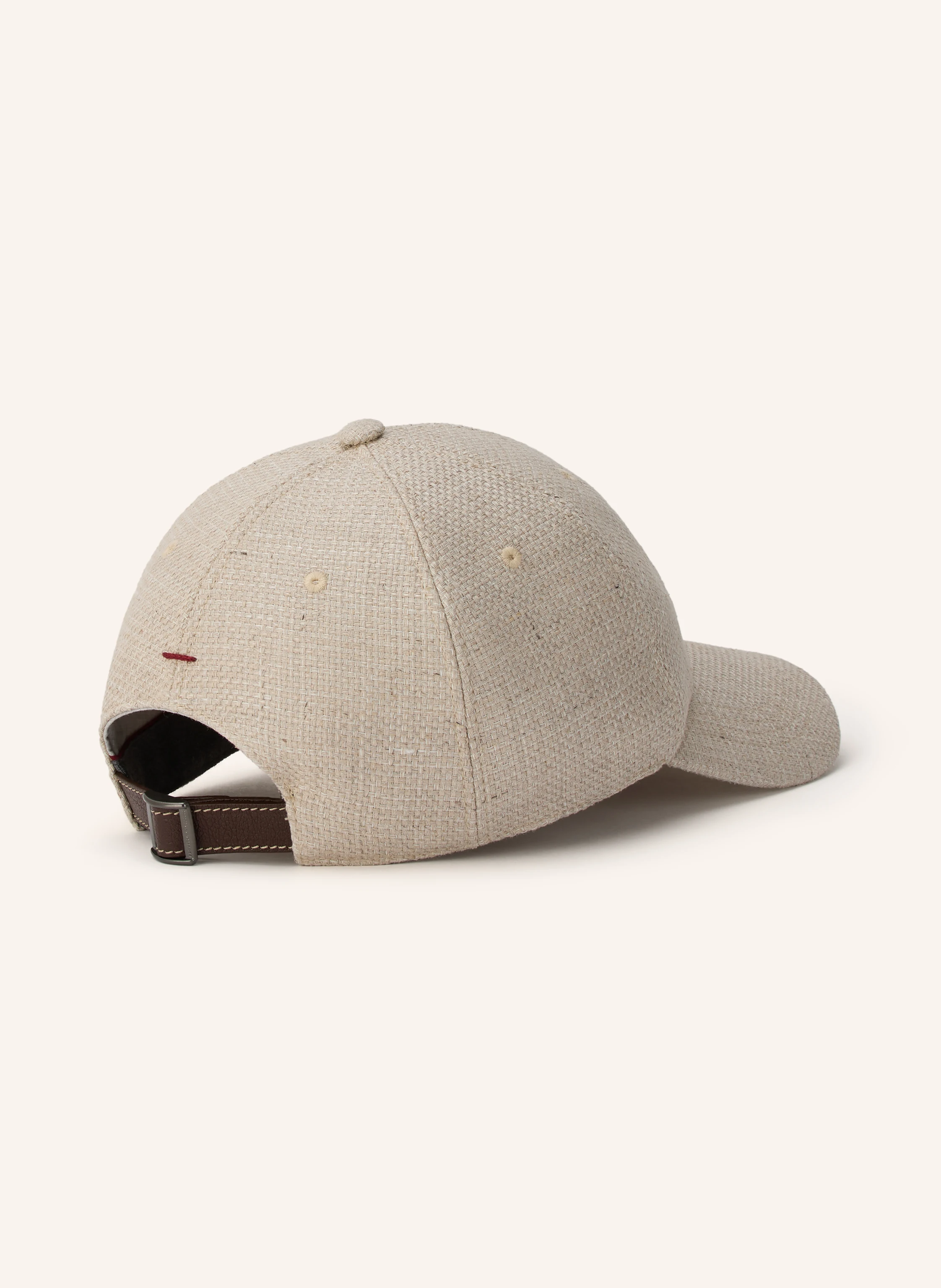 BRUNELLO CUCINELLI Cap made of silk and linen in beige / dark red