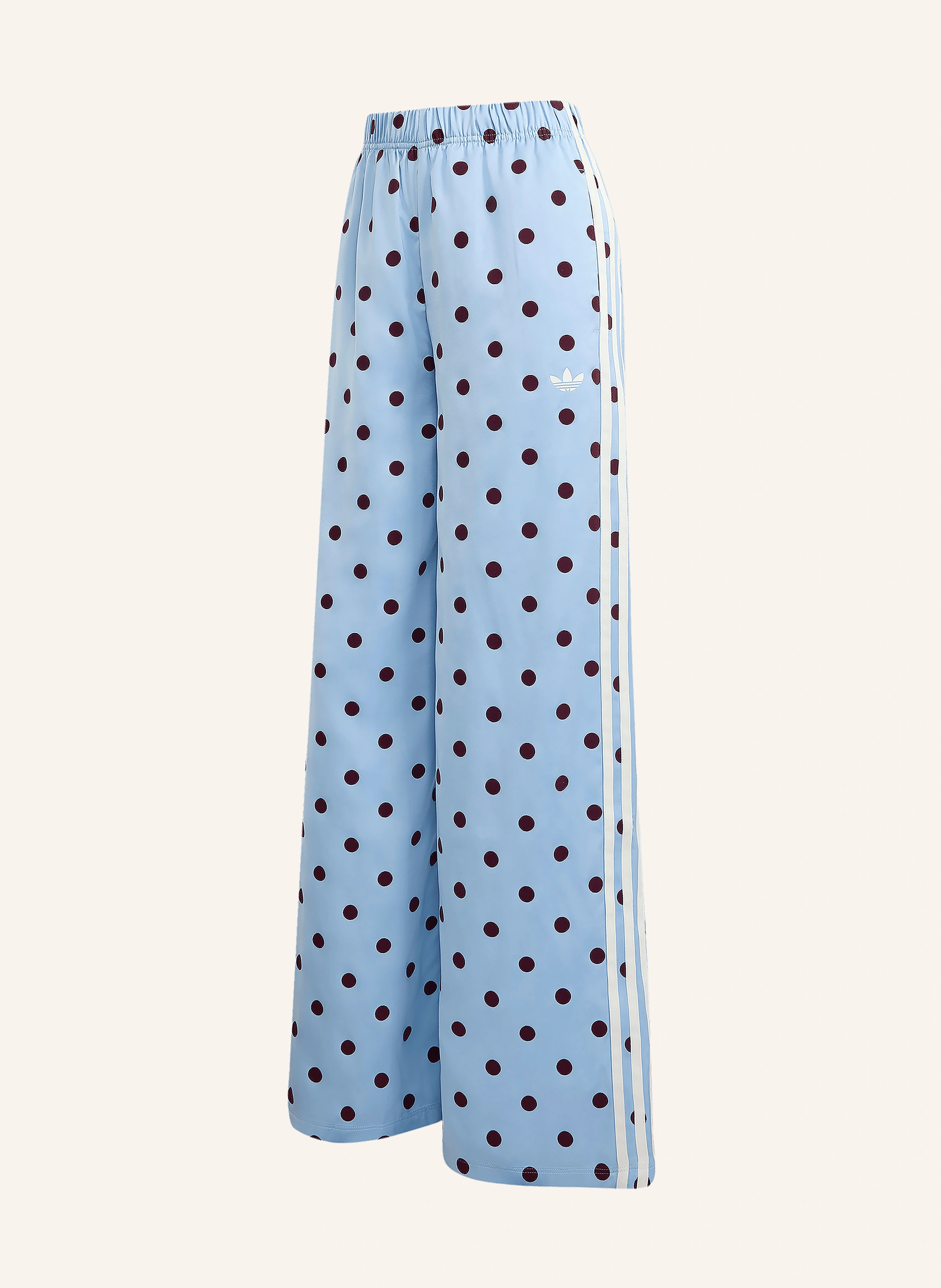 adidas Originals Satin Polka Dot Wide-Leg Pants in light blue