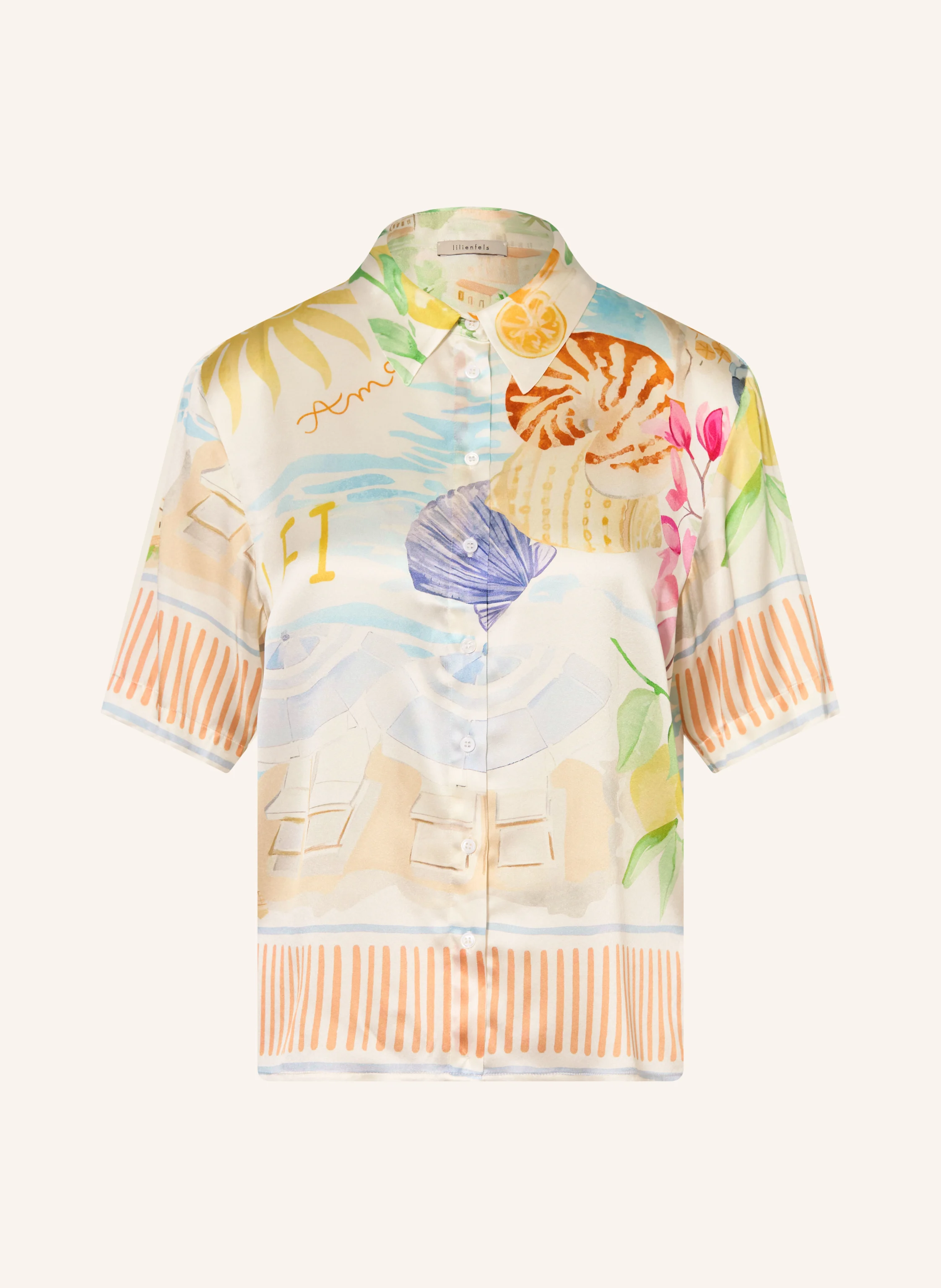 lilienfels Silk shirt blouse: WHITE / YELLOW / BLUE