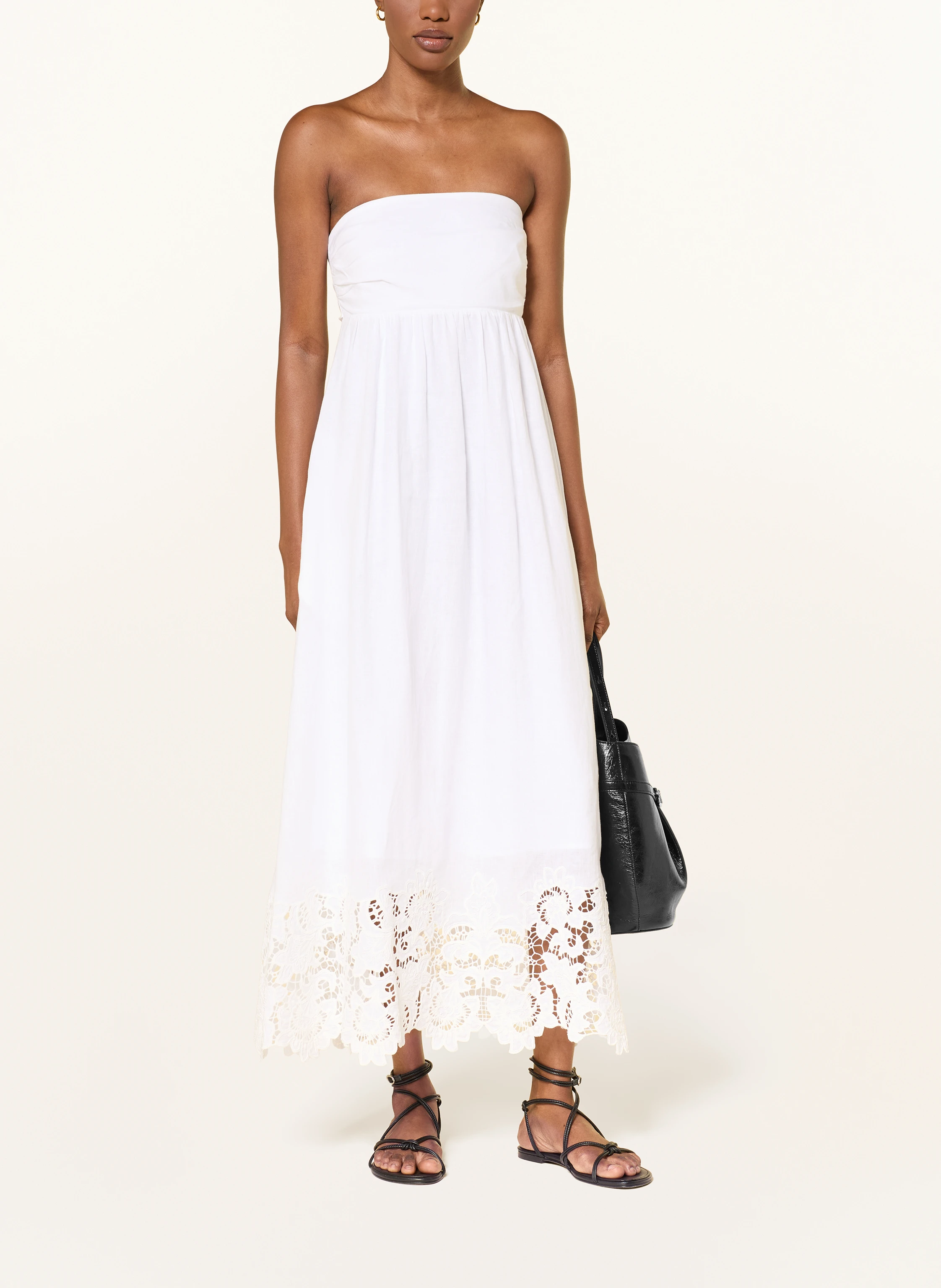 max studio white lace dress Max Studio Womens Embroidered Lace Trim Casual Dress White L