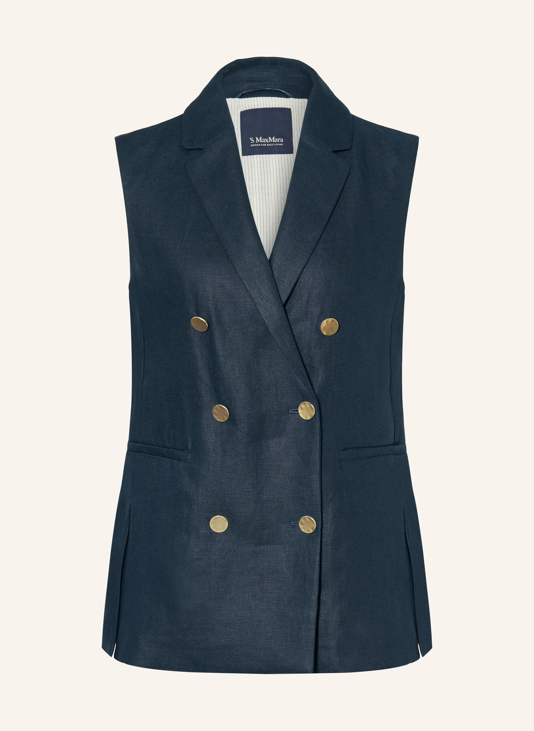 S Max Mara BIRD linen blazer vest in dark blue