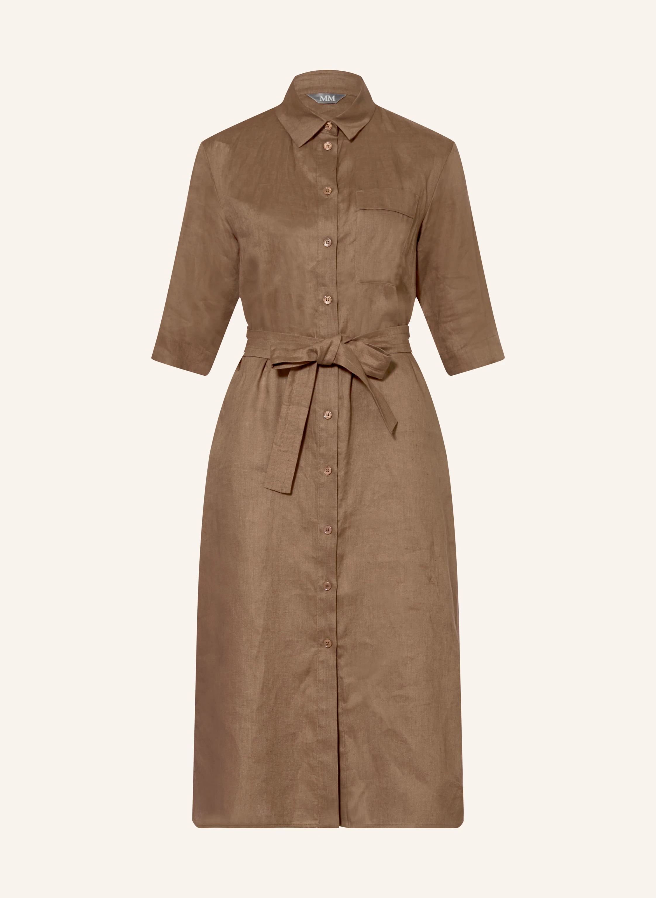 MM by Max Mara TABELLA linen shirt dress in brown