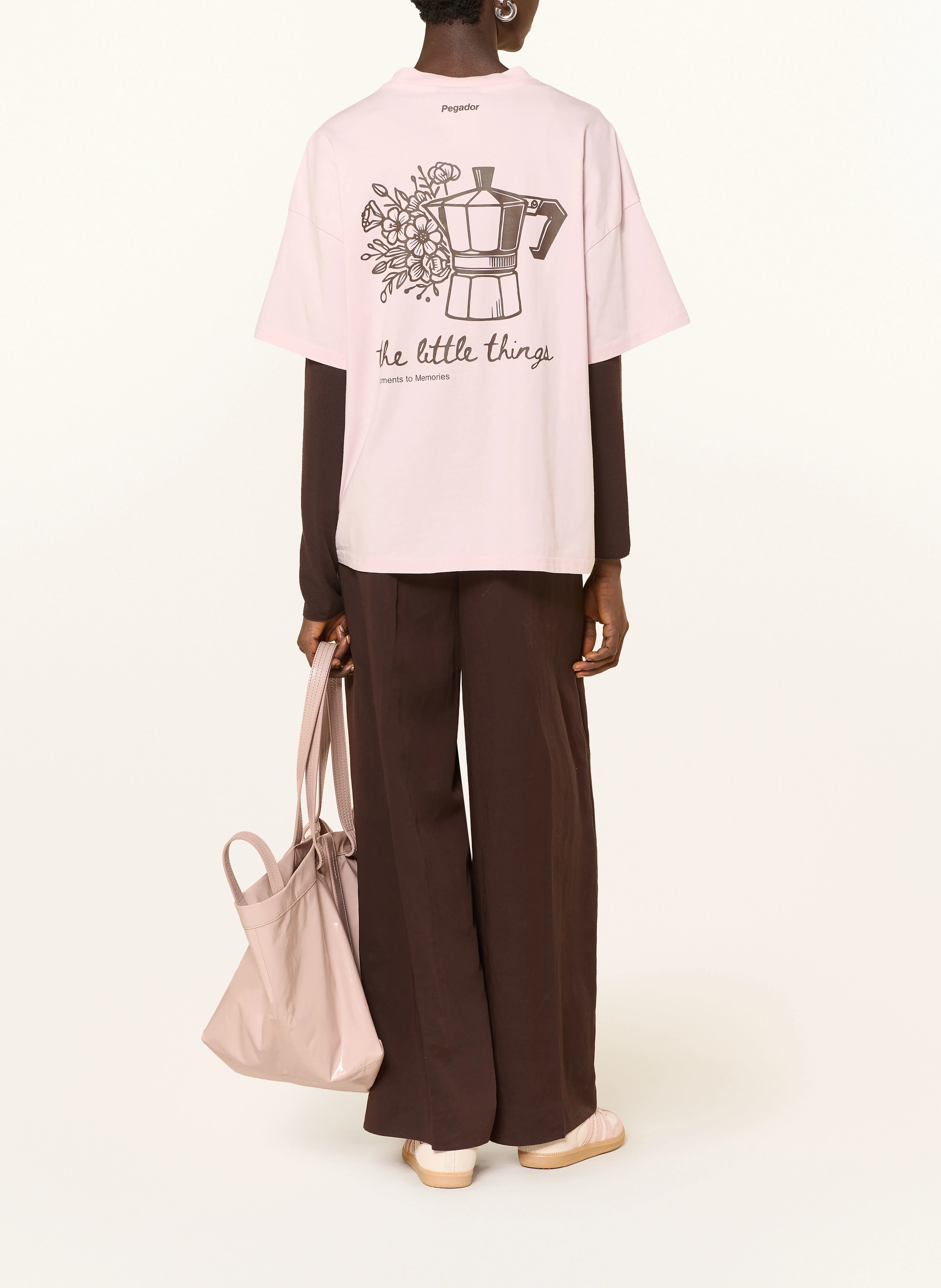 PEGADOR MIRAVET oversized shirt: LIGHT PINK / BROWN