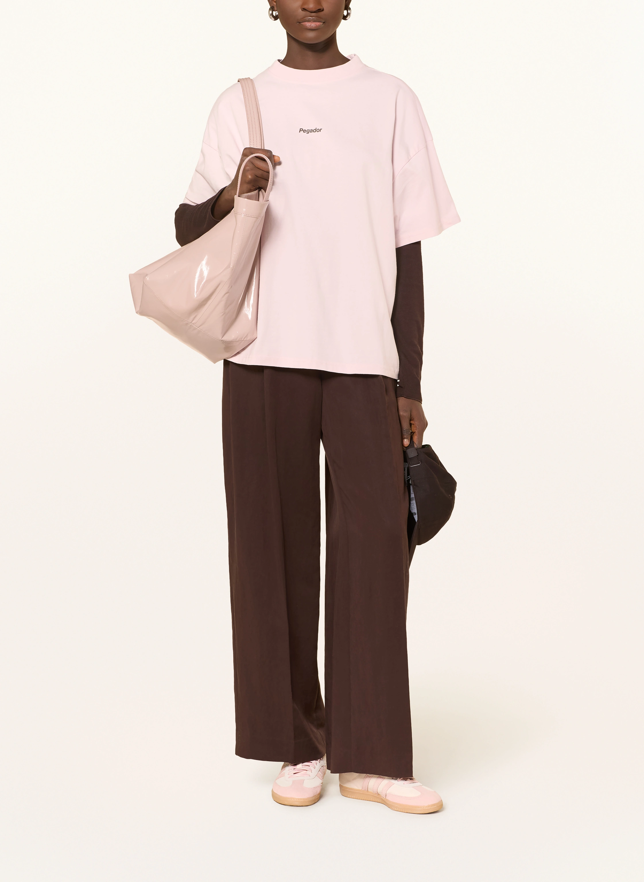 PEGADOR MIRAVET oversized shirt: LIGHT PINK / BROWN