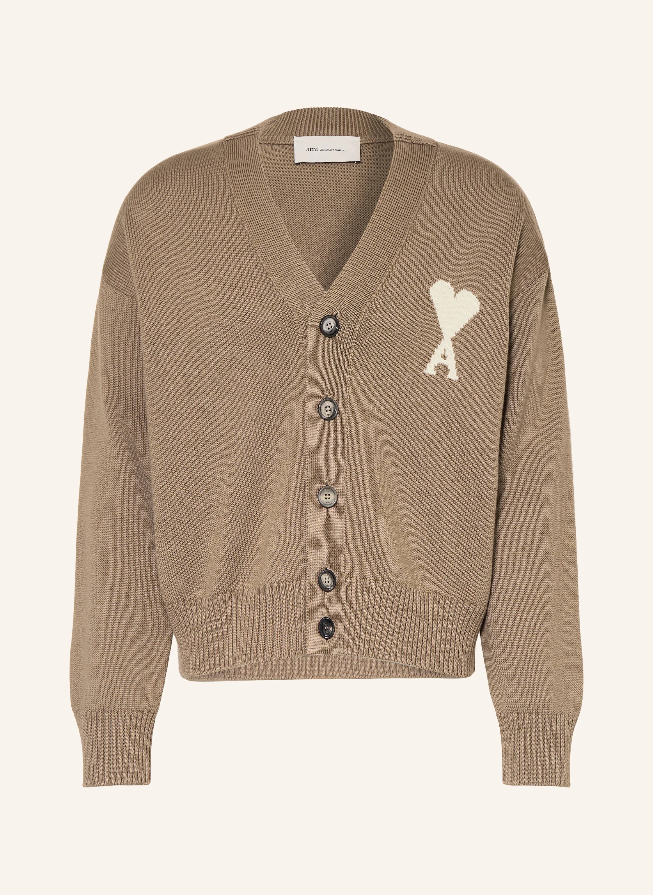 AMI PARIS cardigan in taupe / cream