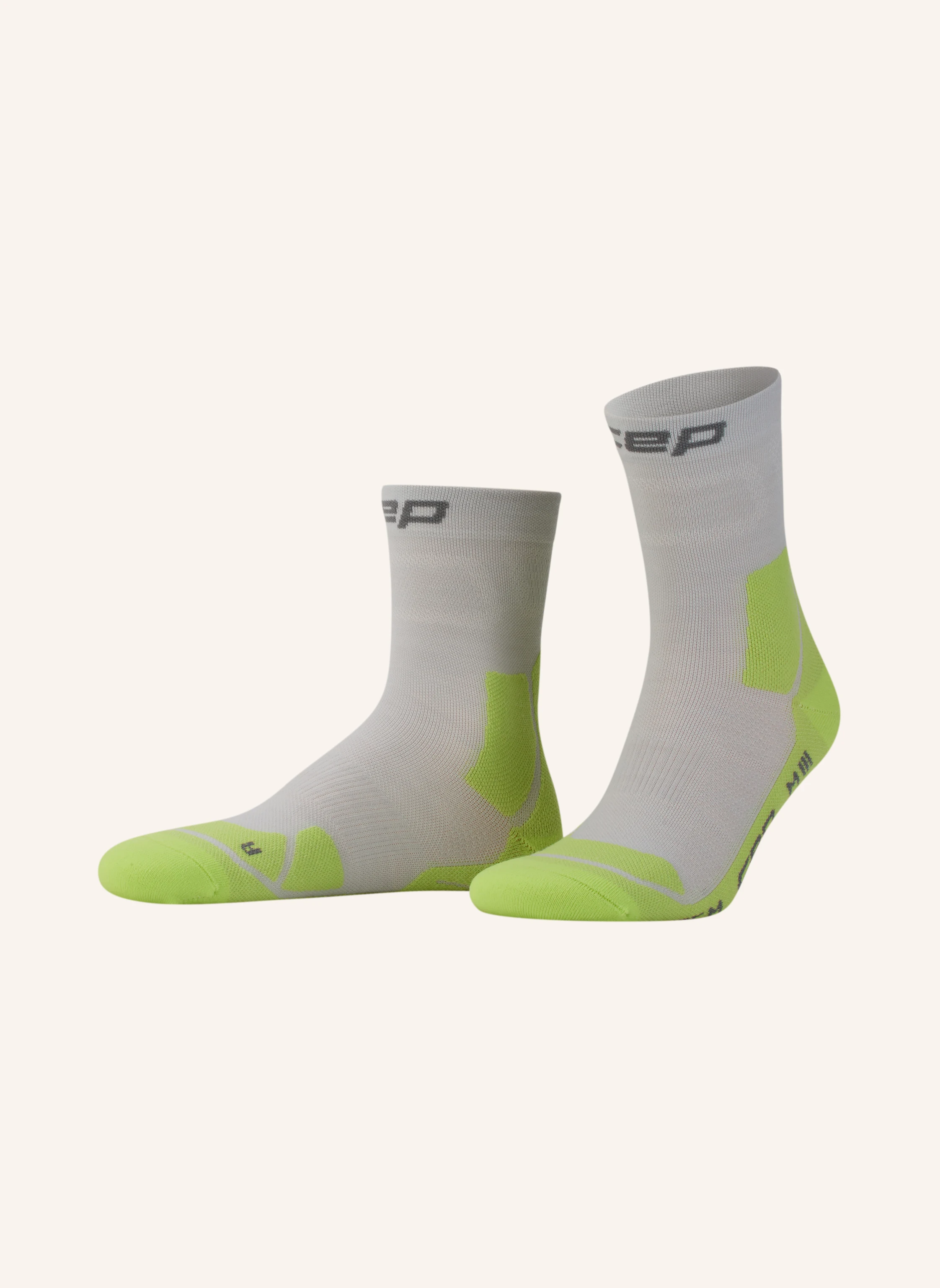 cep LIGHT CUSHION COMPRESSION - MID CUT Trekking Socks with Merino: LIGHT GRAY / LIGHT GREEN