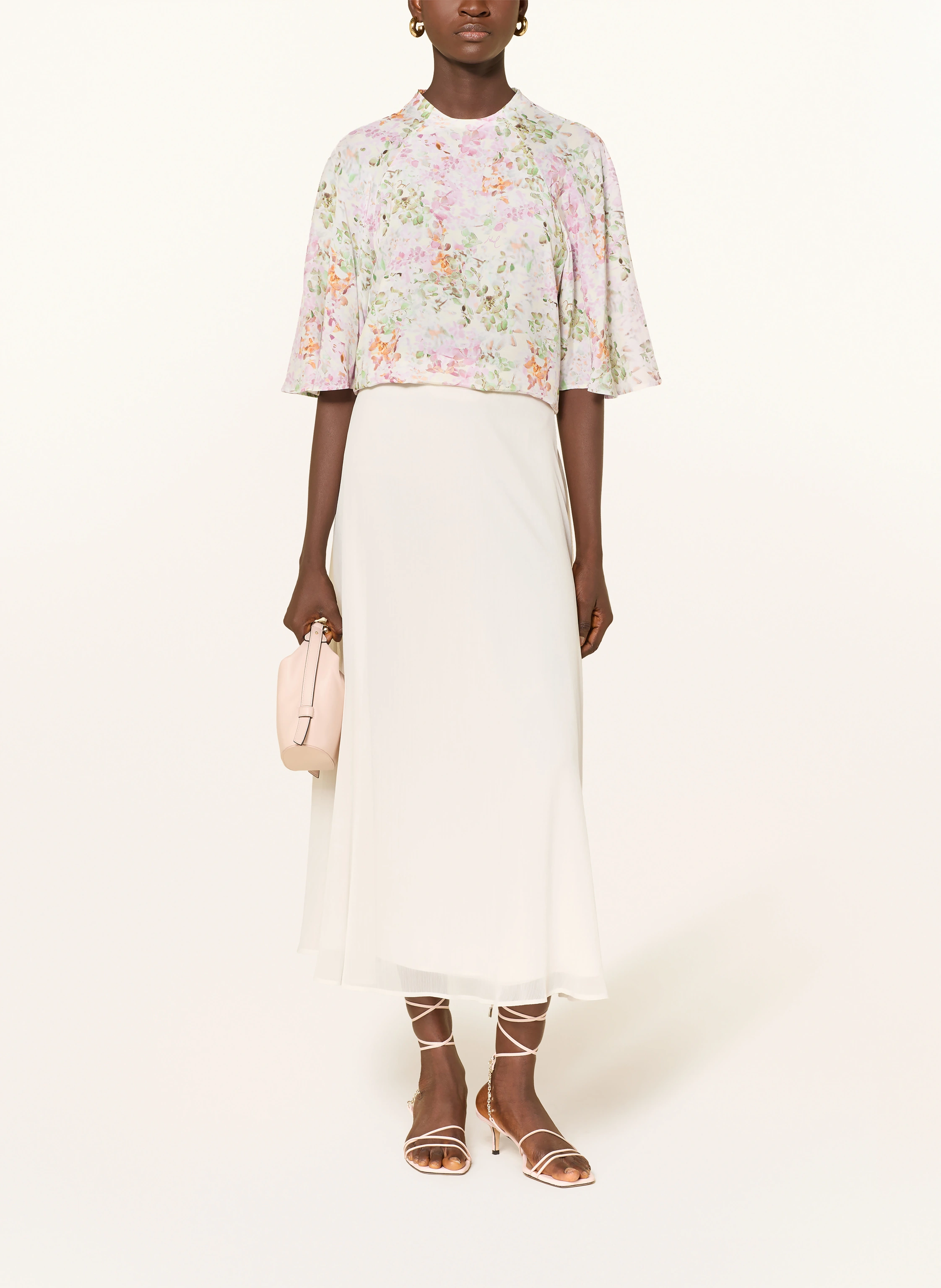JOOP! Bluse-shirt BRINA med 3/4-ærmer: HVID / ROSA / LYSEGRØN