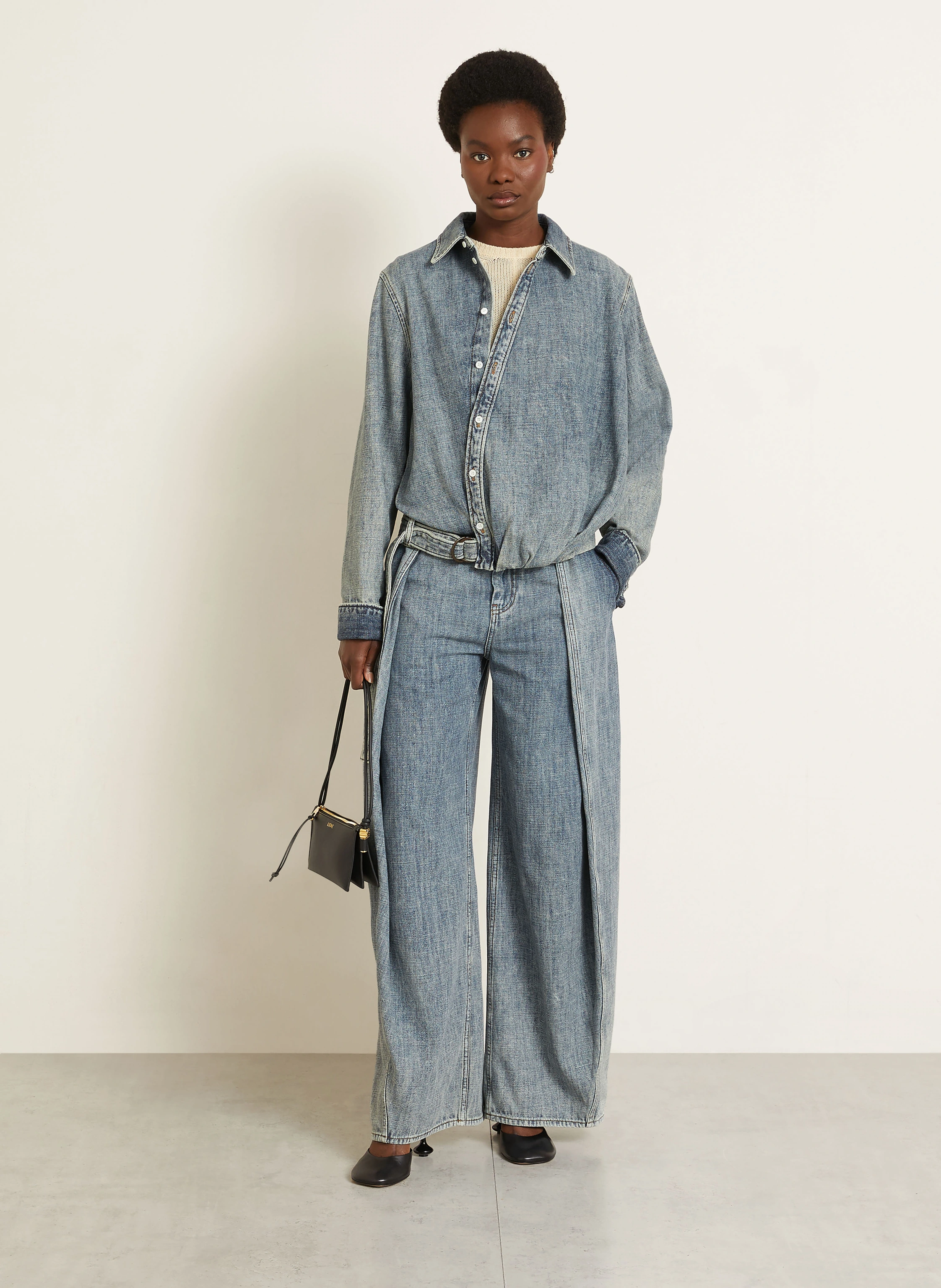 LOEWE Wide-Leg Jeans in 6395 washed denim