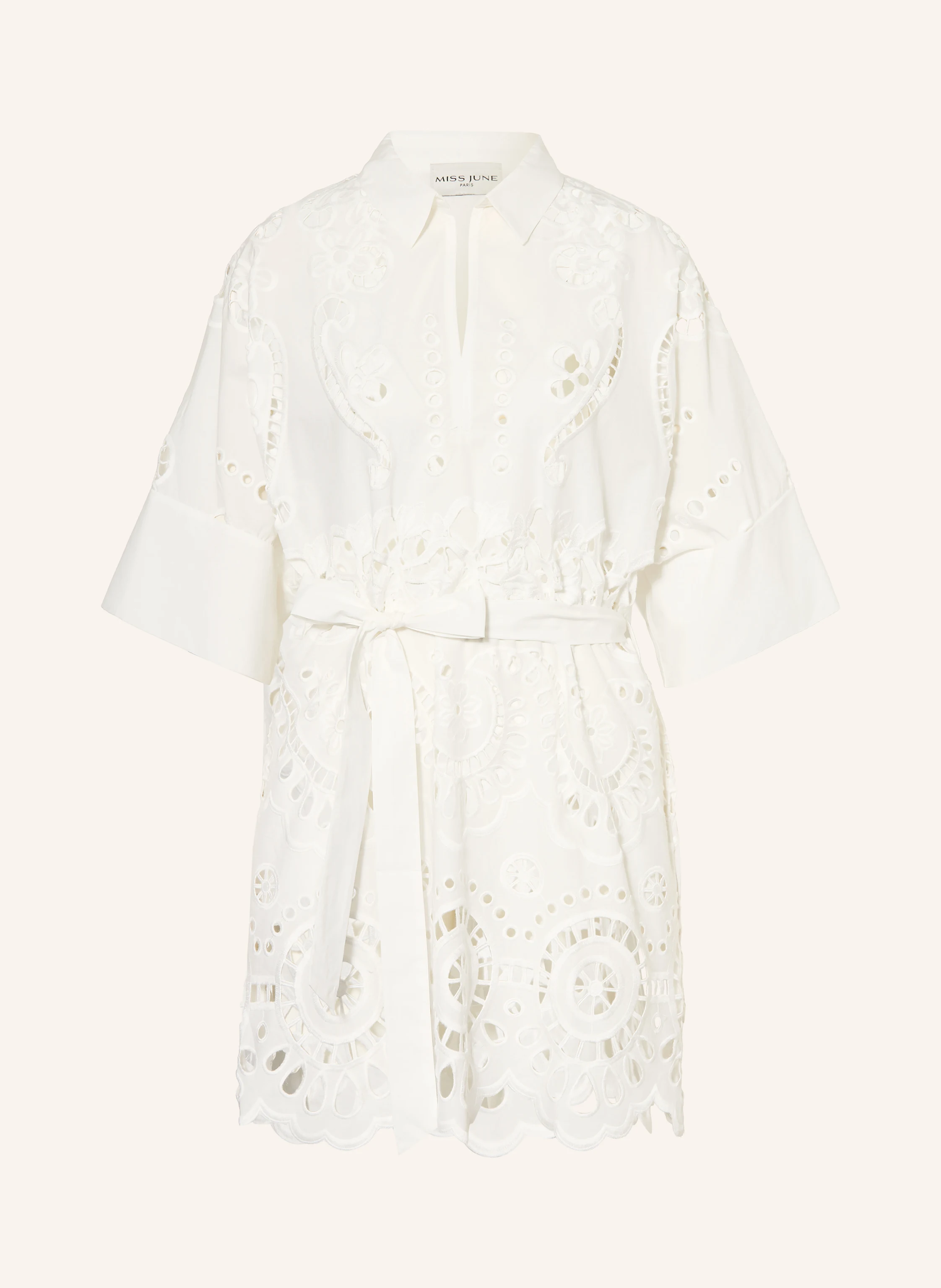 MISS JUNE ARIN dress with eyelet lace in white