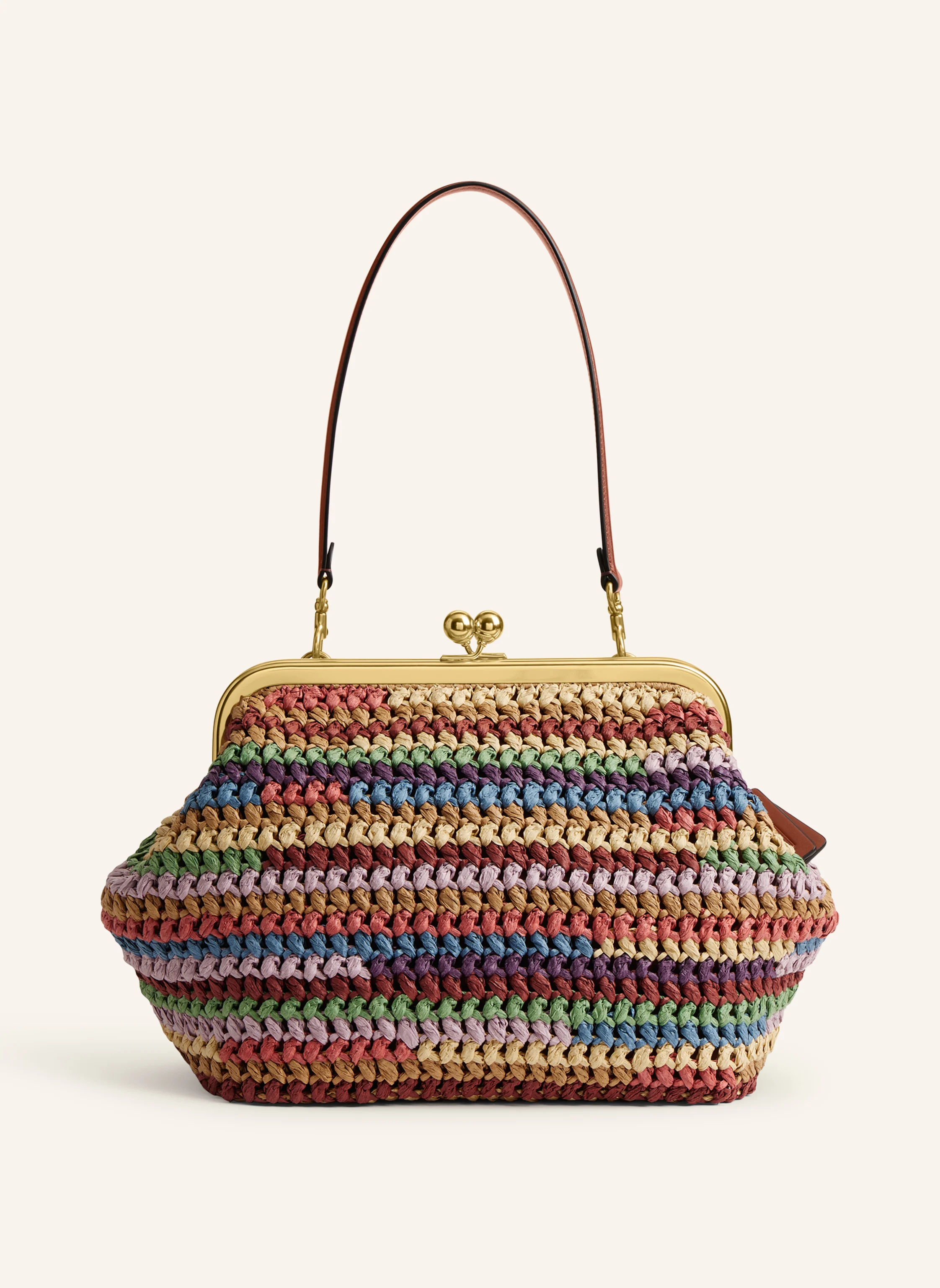 COACH KISSLOCK FRAME 27 Handbag in camel / red / blue