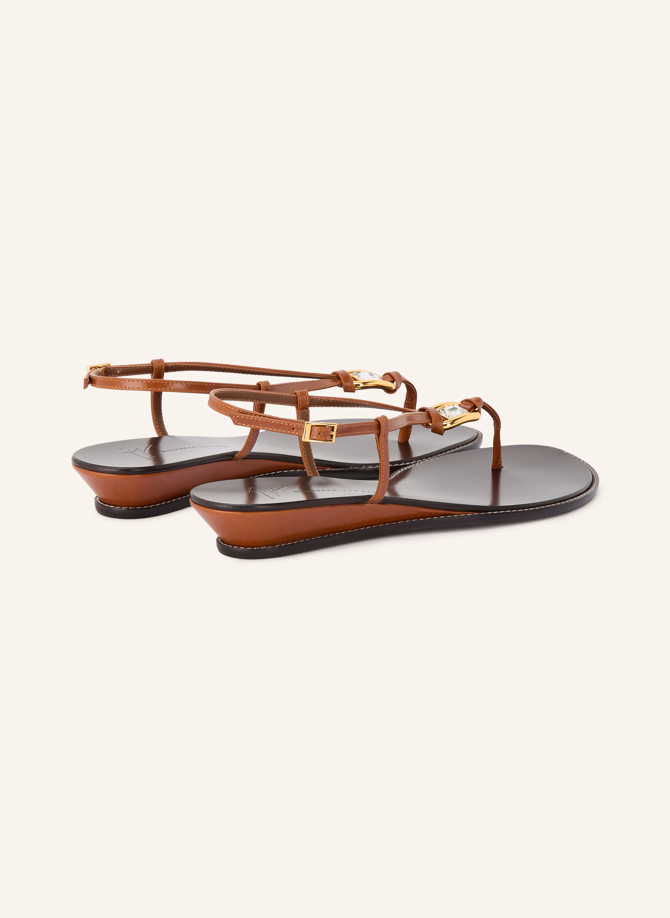 GIUSEPPE ZANOTTI DESIGN AMHELIA Toe Separators with Gemstones: BROWN / GOLD