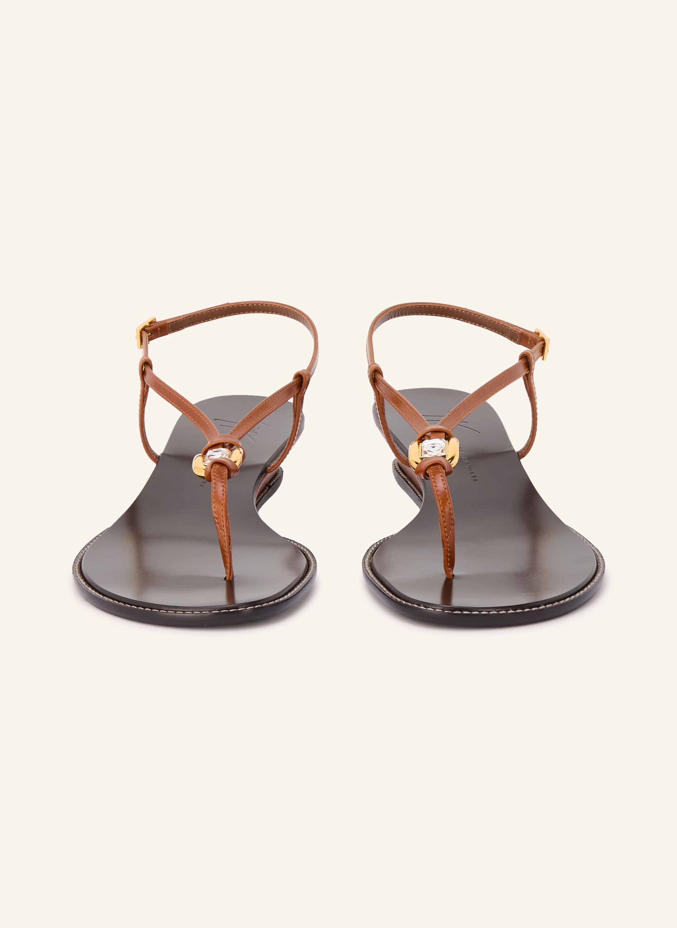 GIUSEPPE ZANOTTI DESIGN AMHELIA Toe Separators with Gemstones: BROWN / GOLD