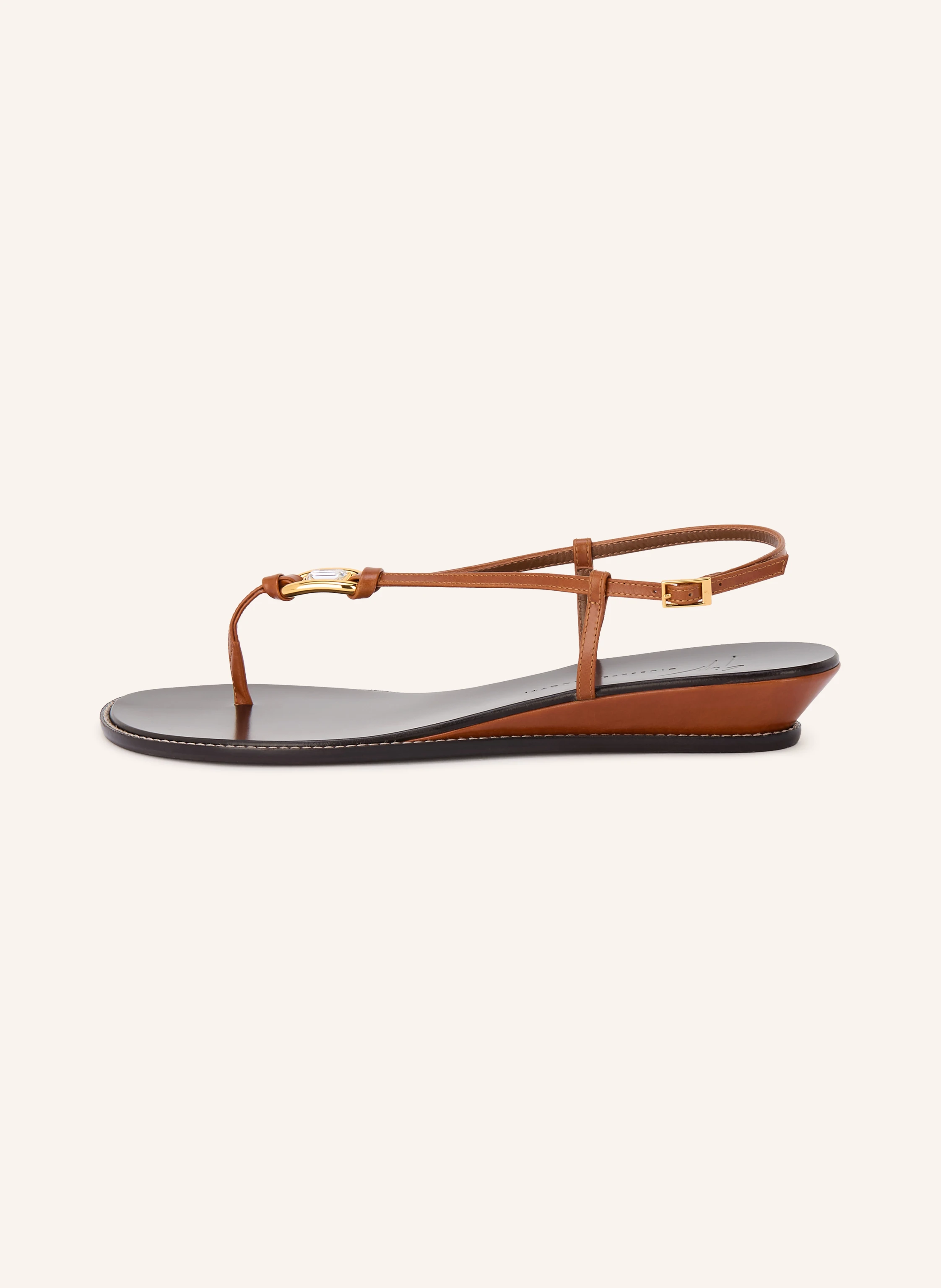 GIUSEPPE ZANOTTI DESIGN AMHELIA Toe Separators with Gemstones: BROWN / GOLD