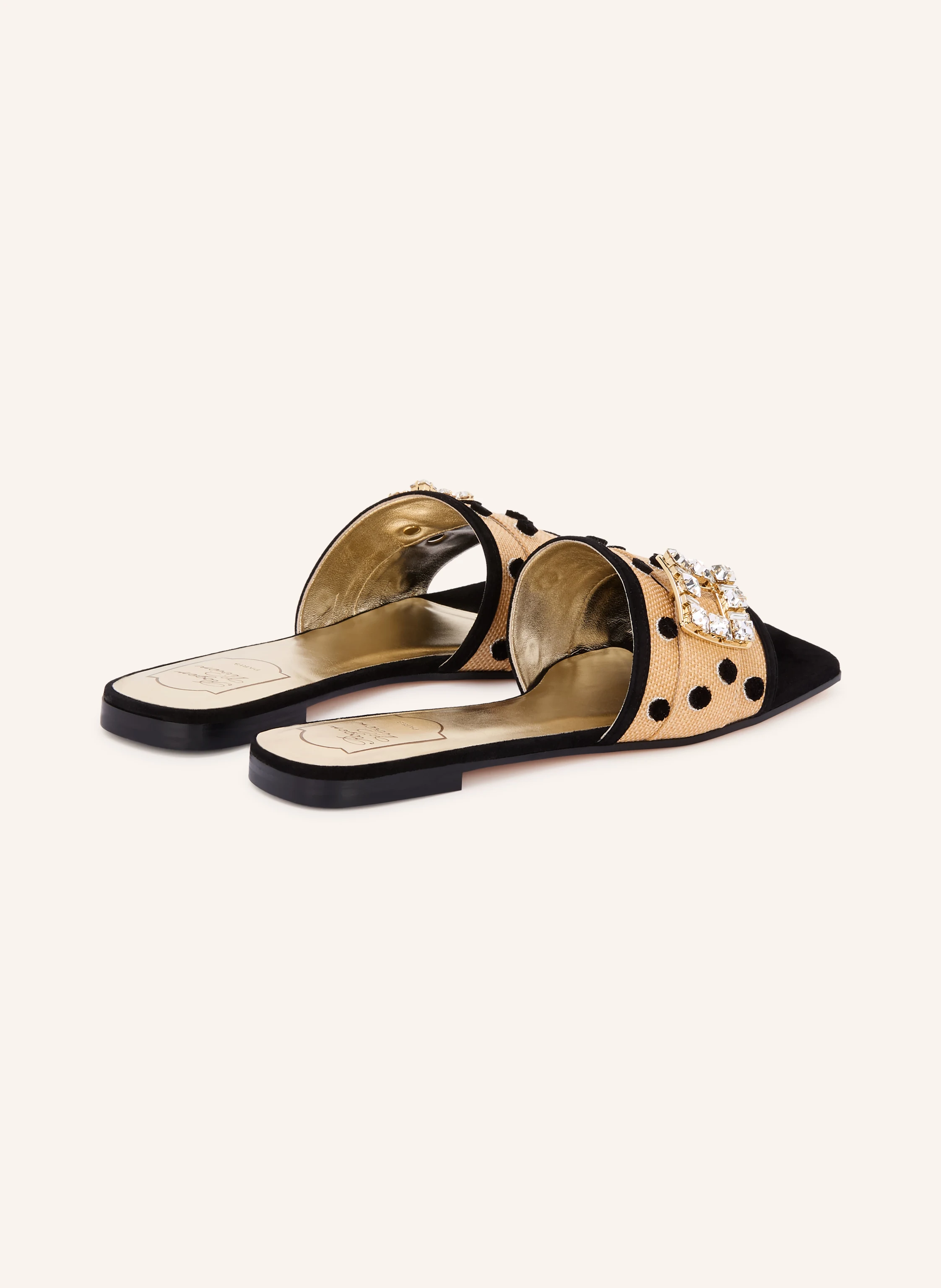 Roger Vivier Papuci VIV cu pietre decorative: BEJ / NEGRU